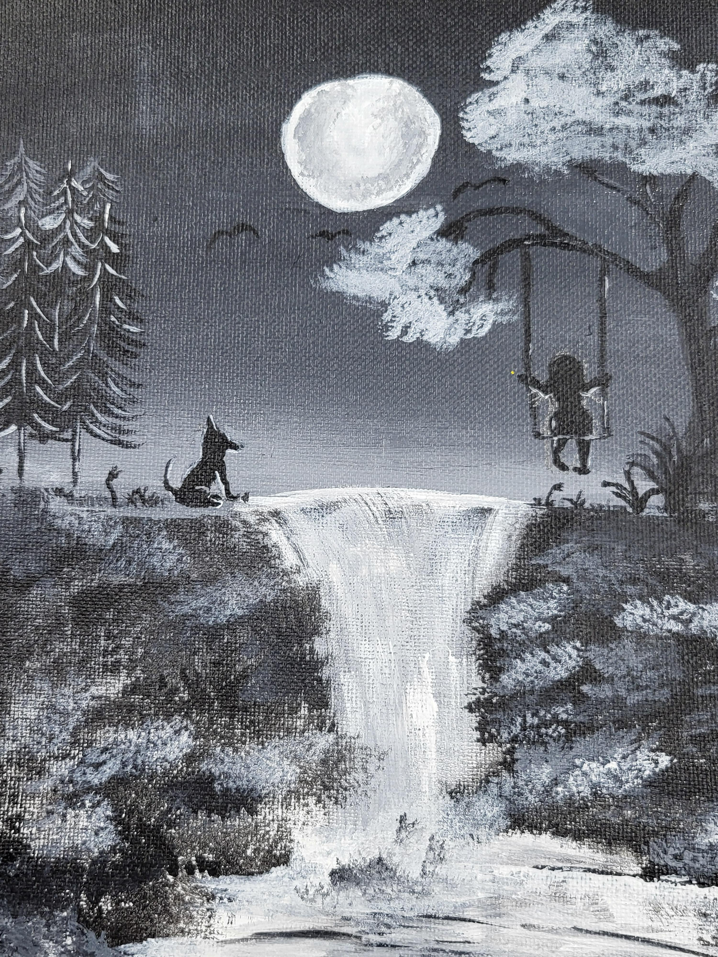 Jennifer Rojas - Black and white acrylic painting.
