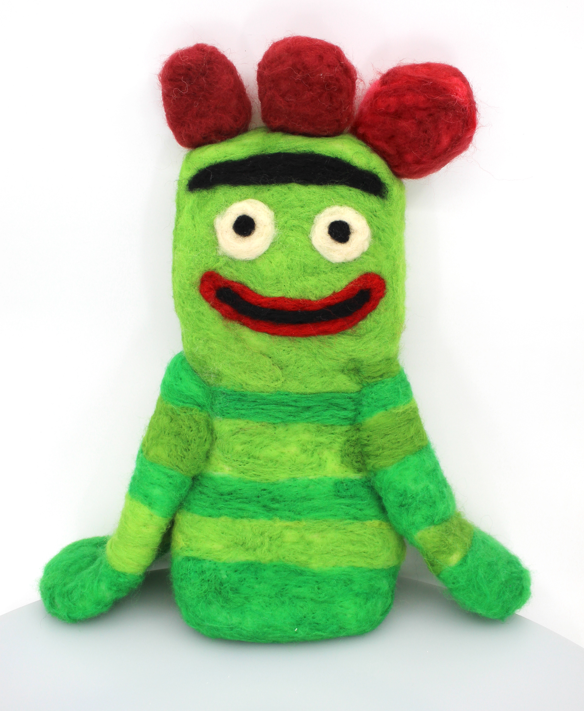 Emily Salgado I needle-felted brobee from Yo Gabba Gabba which was my childhood TV show that I watched when I was 5. I took the opportunity to needle felt him into a real-life toy to bring back that inner child that I had in me when I was young!
