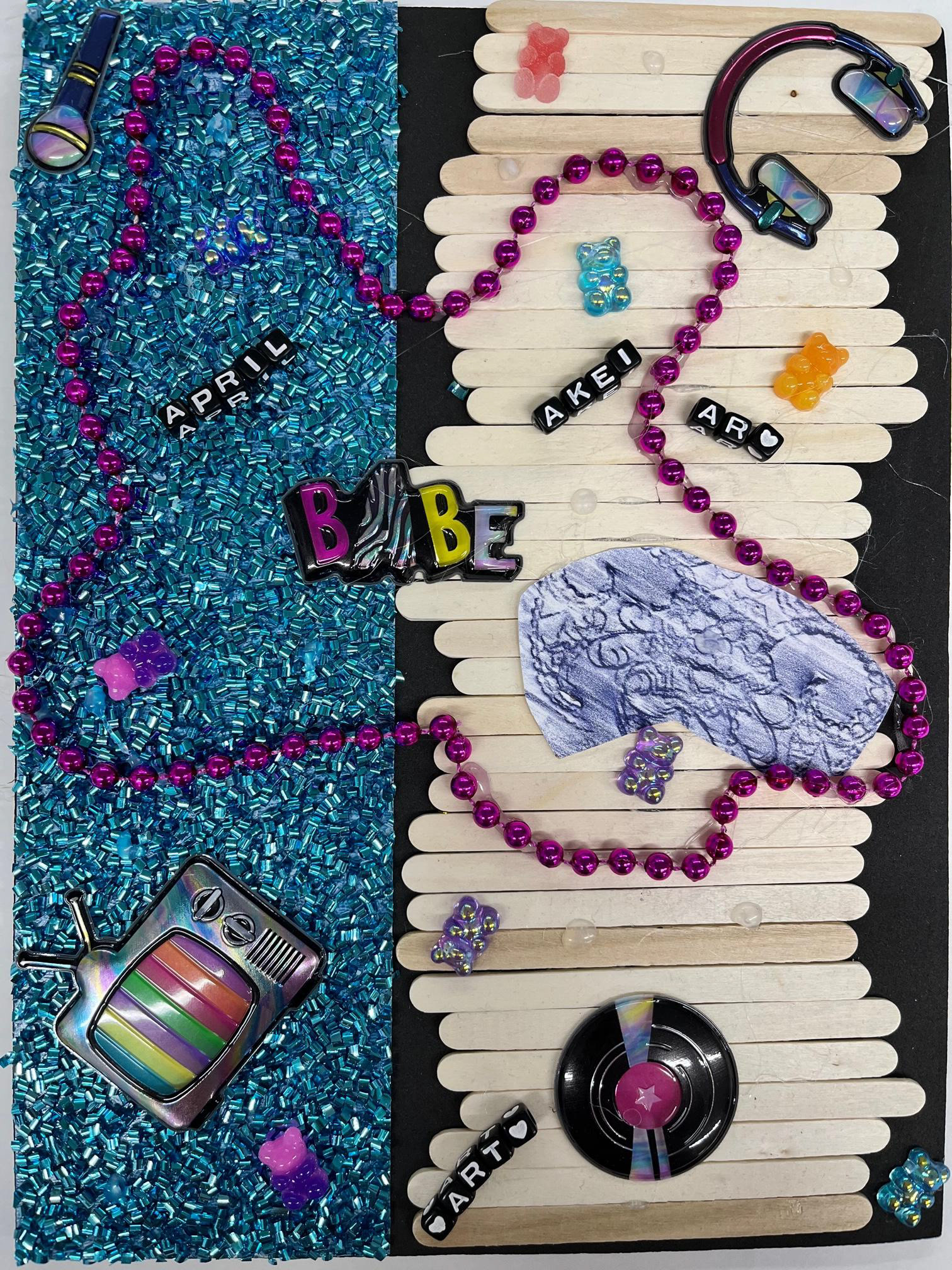 Akeira Fain - Abstract collage focusing on balance of color and texture