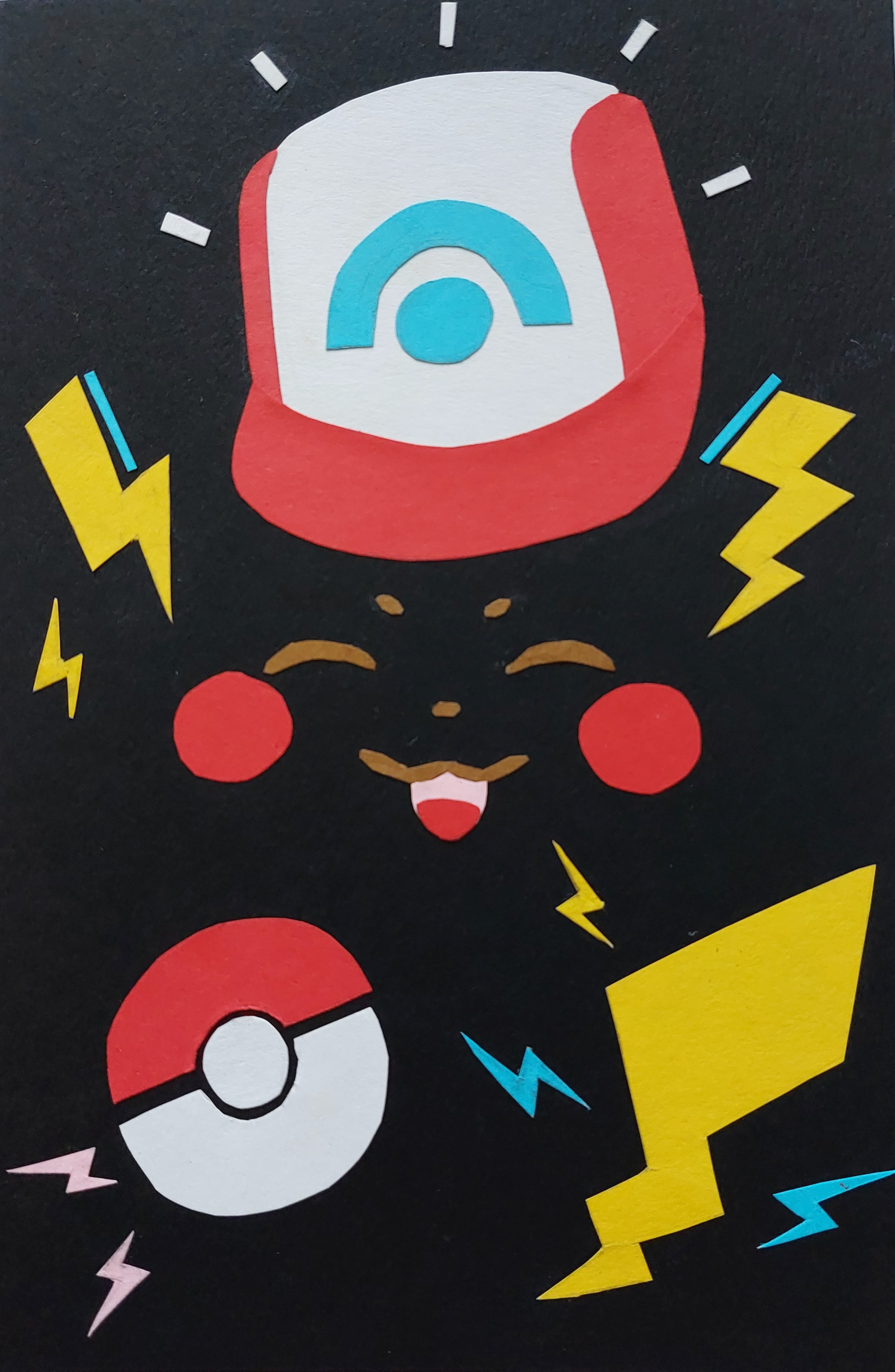 Alexa Rivera - paper collage using shapes to create a character (Pikachu)
