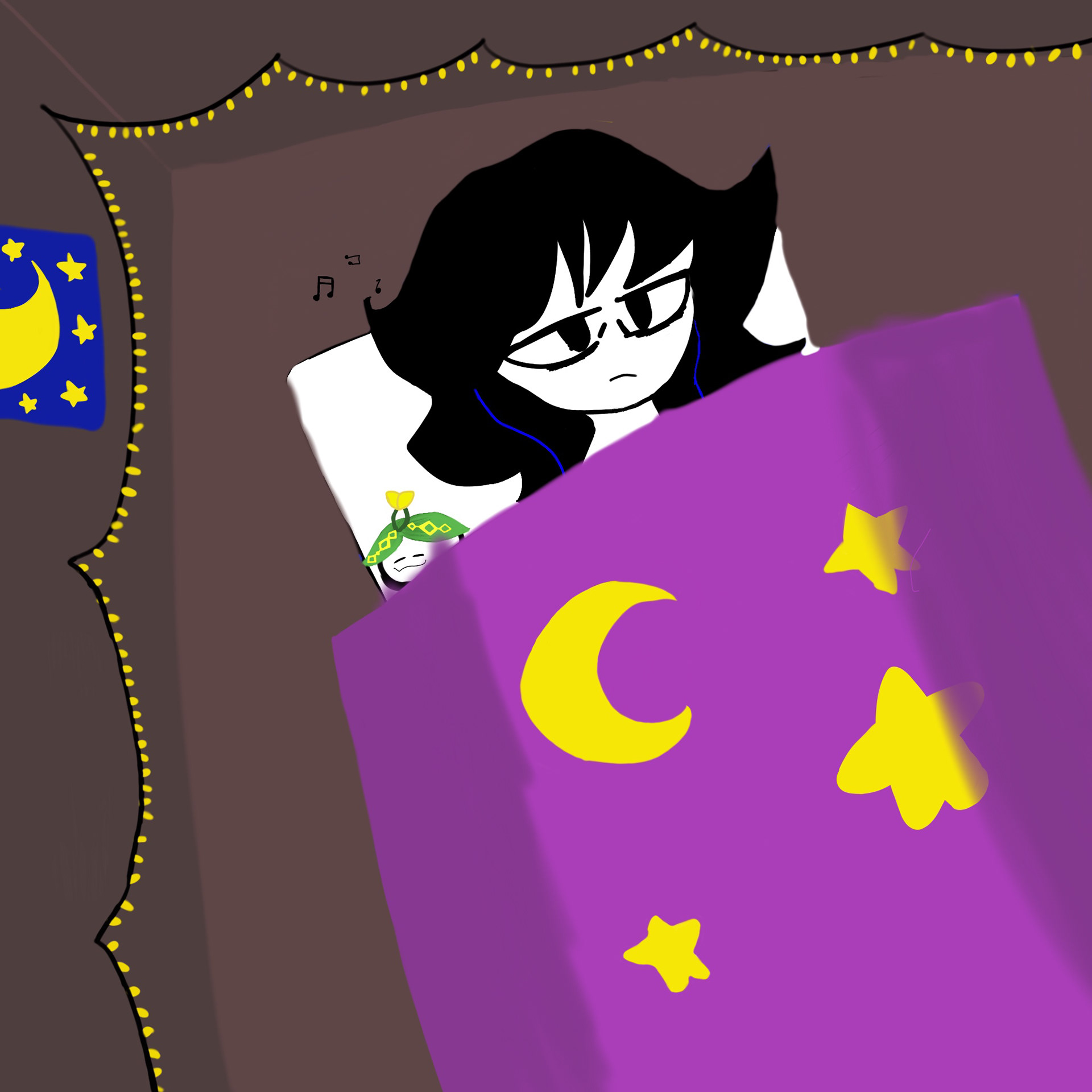 Daisy Martinez Torress. HONORARY This artwork represents me laying down in my bed, listening to music when I am having a very bad day. 