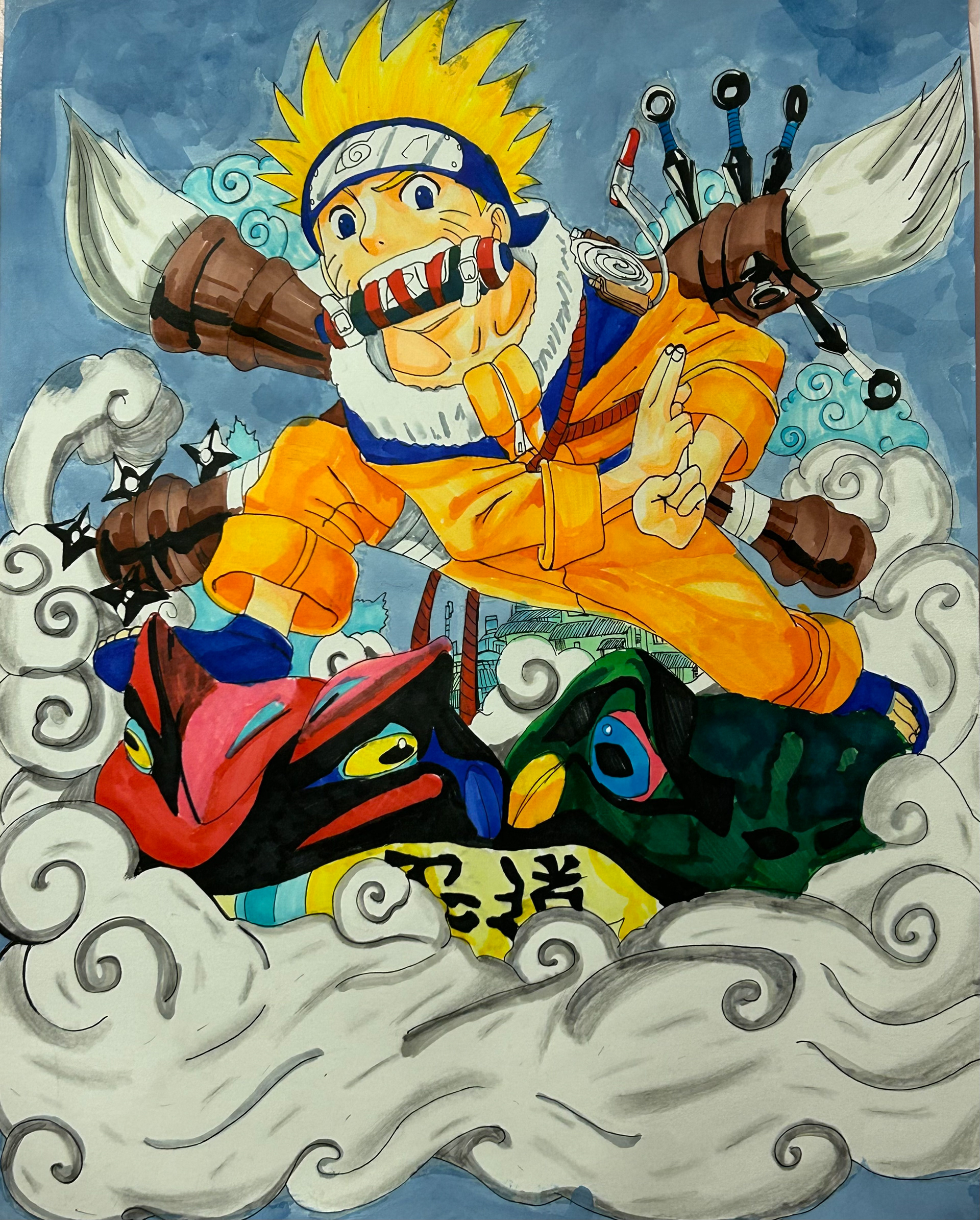 Hannah Edmonson - Hi! My name is Hannah Edmondson and I love Anime, so why not show it? For this year’s contest I wanted to do 3 of my favourite shows! One Piece, Naruto & Dragon Ball. Anime is unlimited, so I want my artwork to express that.