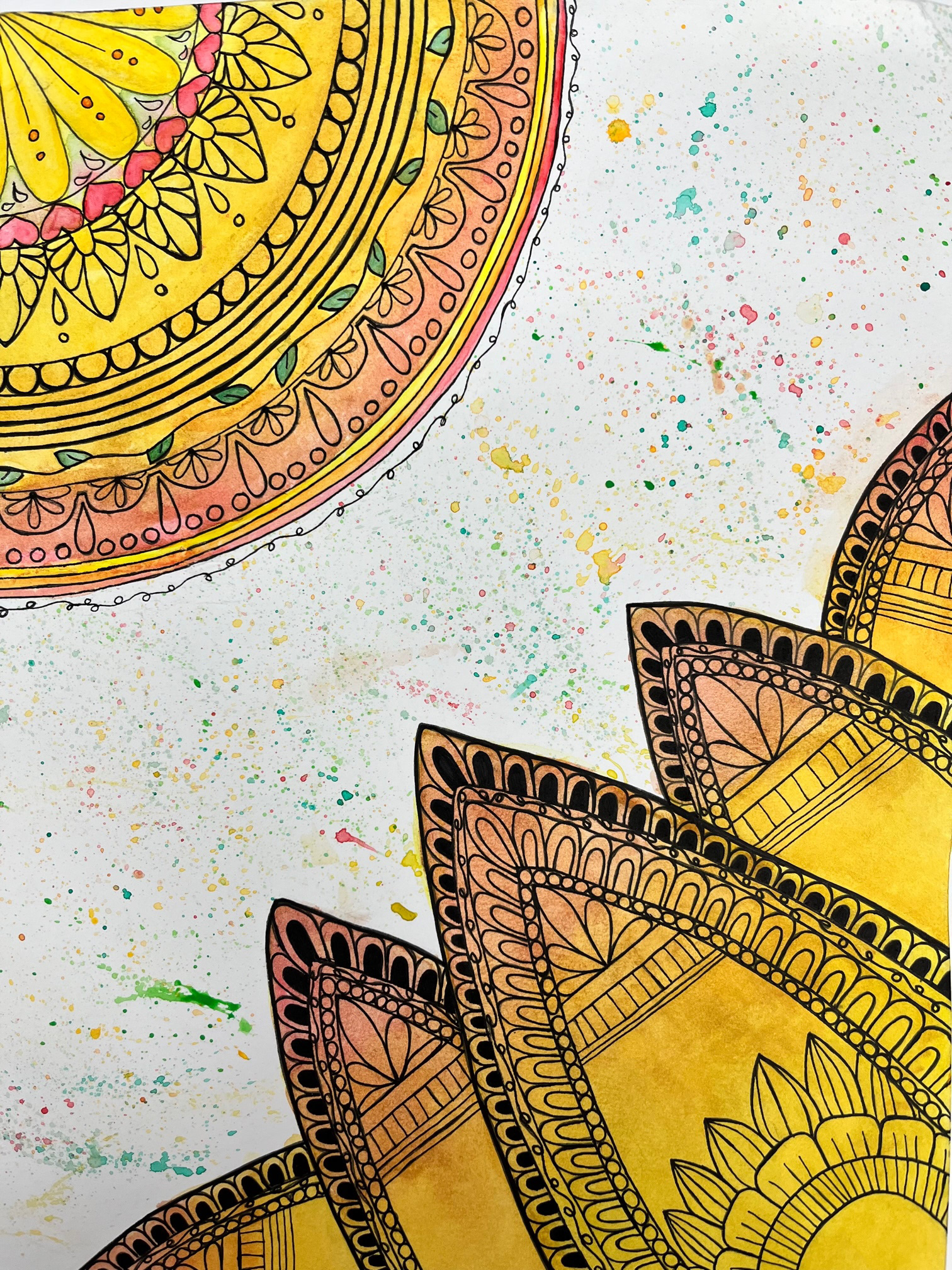 Anaya Pedroza - Non traditional mandala design using gouache and ink