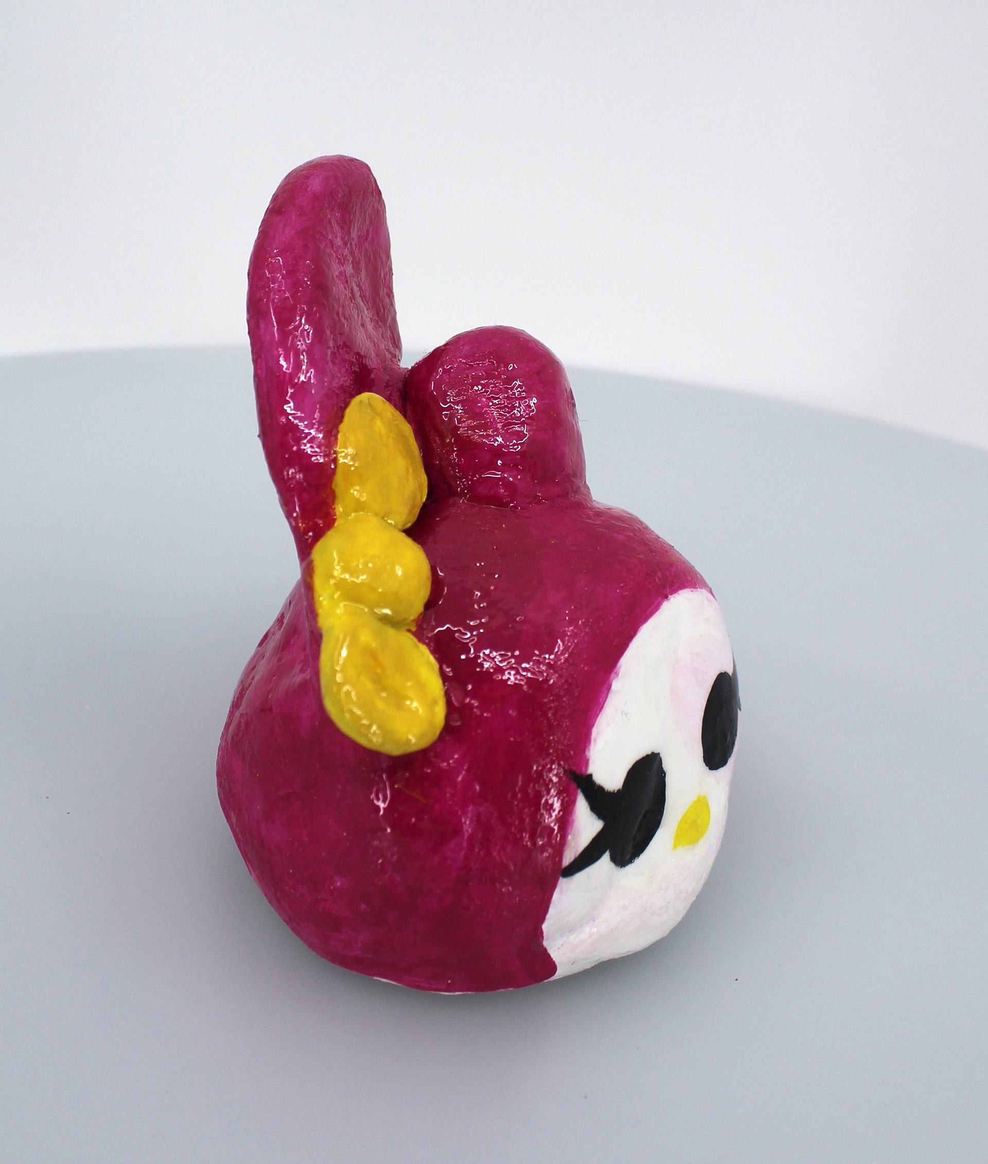 Diana Garcia This is a clay sculpture of My Melody: A cute and popular character from the Hello Kitty franchise. Who wouldn't love a little bunny with a pink hoodie to be portrayed?