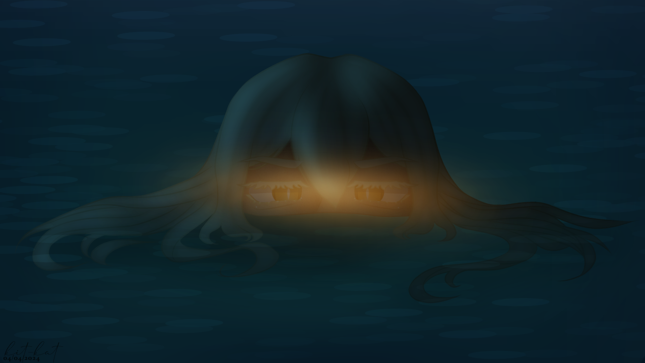 Kalani Rodriguez- Colon EXHIBIT This is a drawing of an original character I have and it was inspired by creatures lurking in the shadowy waters before emerging from it to strike. It was made using IbisPaintX and a drawn sketch in real life. I wish to convey my characters true introverted nature with this art, how he sticks to the shadows, hiding within them quietly before emerging before others suddenly, unexpectedly without a noise. Coming off as mysterious, scary even if there’s more to meet the eyes that’s hidden. Maybe a smile. In a sense, it’s meant to mean you don’t know what you’re looking at, unless you take a closer look. 