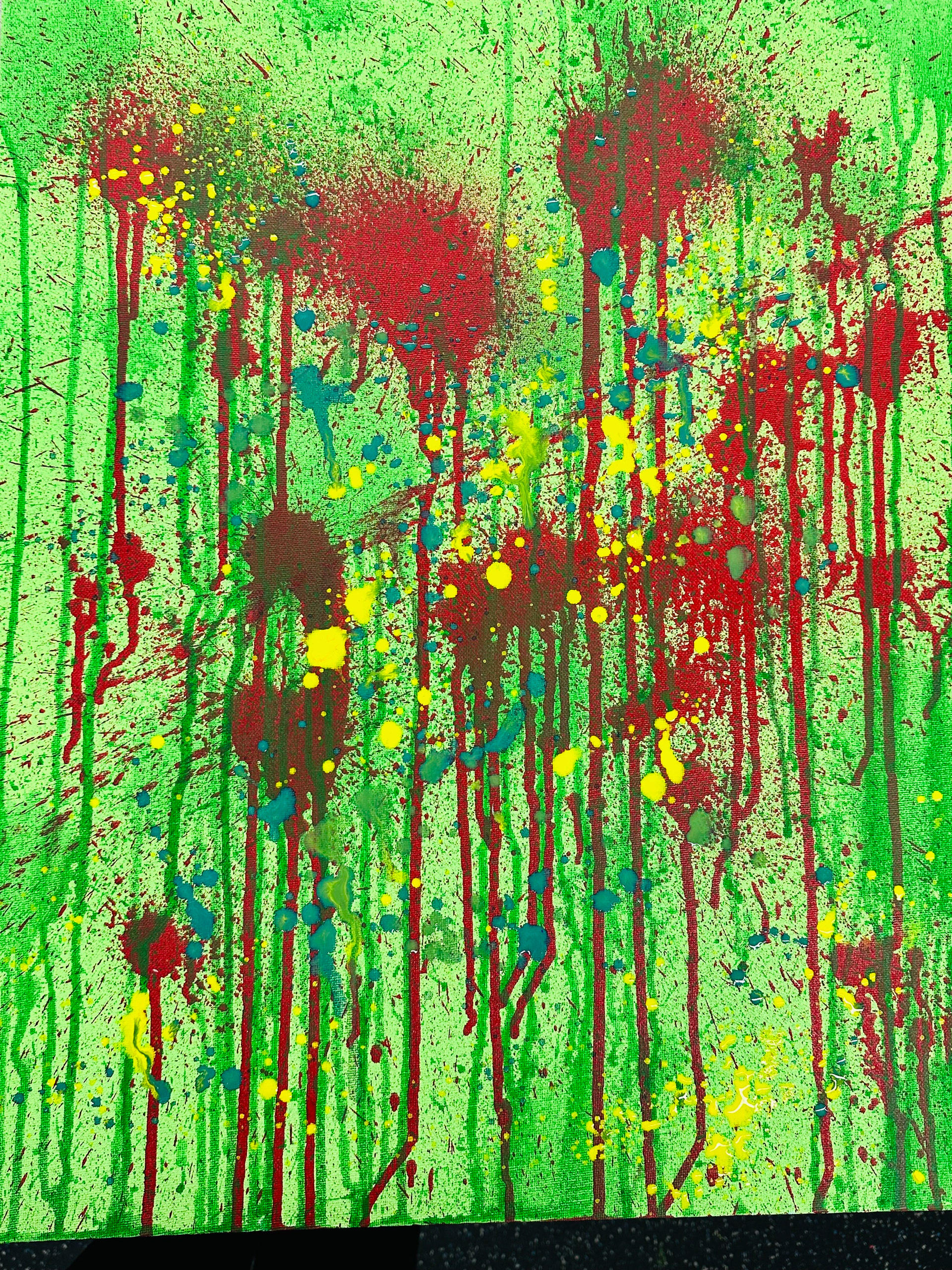 Le Huang - Abstract expressionist squirt gun painting.