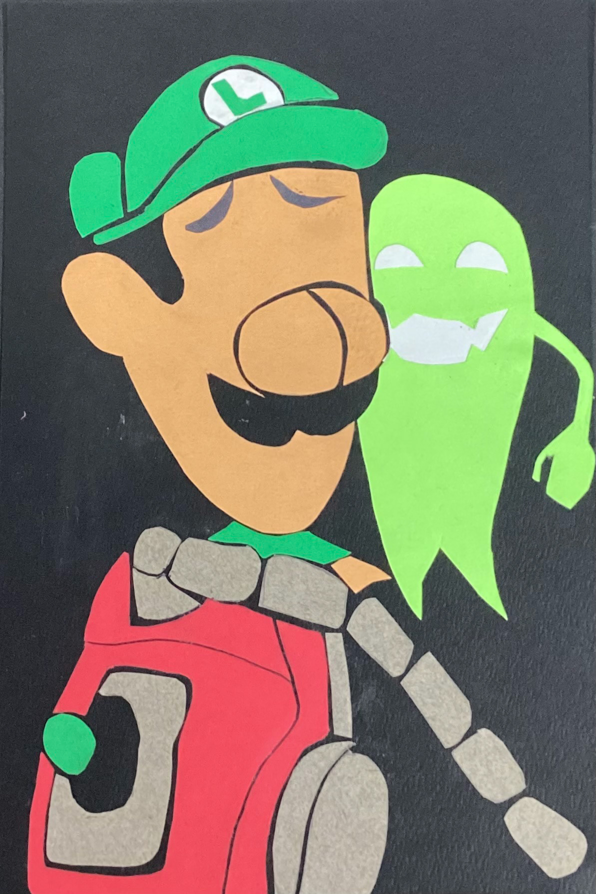 Fernanado Alvarez - Paper collage using organic shapes to suggest a character (Luigi)
