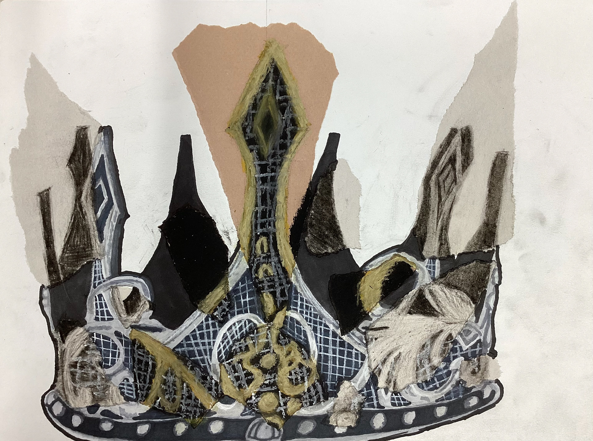 Caelin Ortiz: Mixed media drawing using oil pastel, marker, and charcoal.