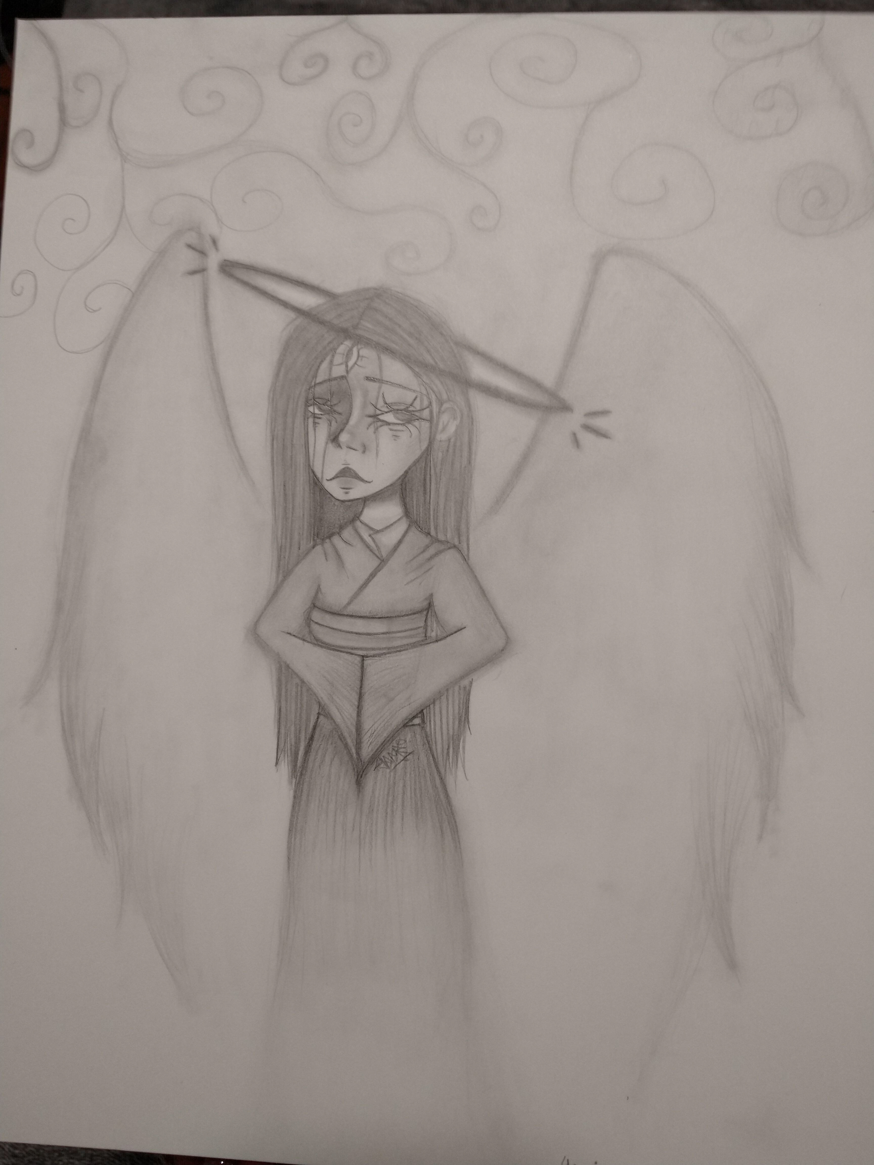 Yamile Salgado - In this artwork I like to express the angelic view of a young girl in the Japanese kimono. This artwork was inspired by the actual Japanese culture.