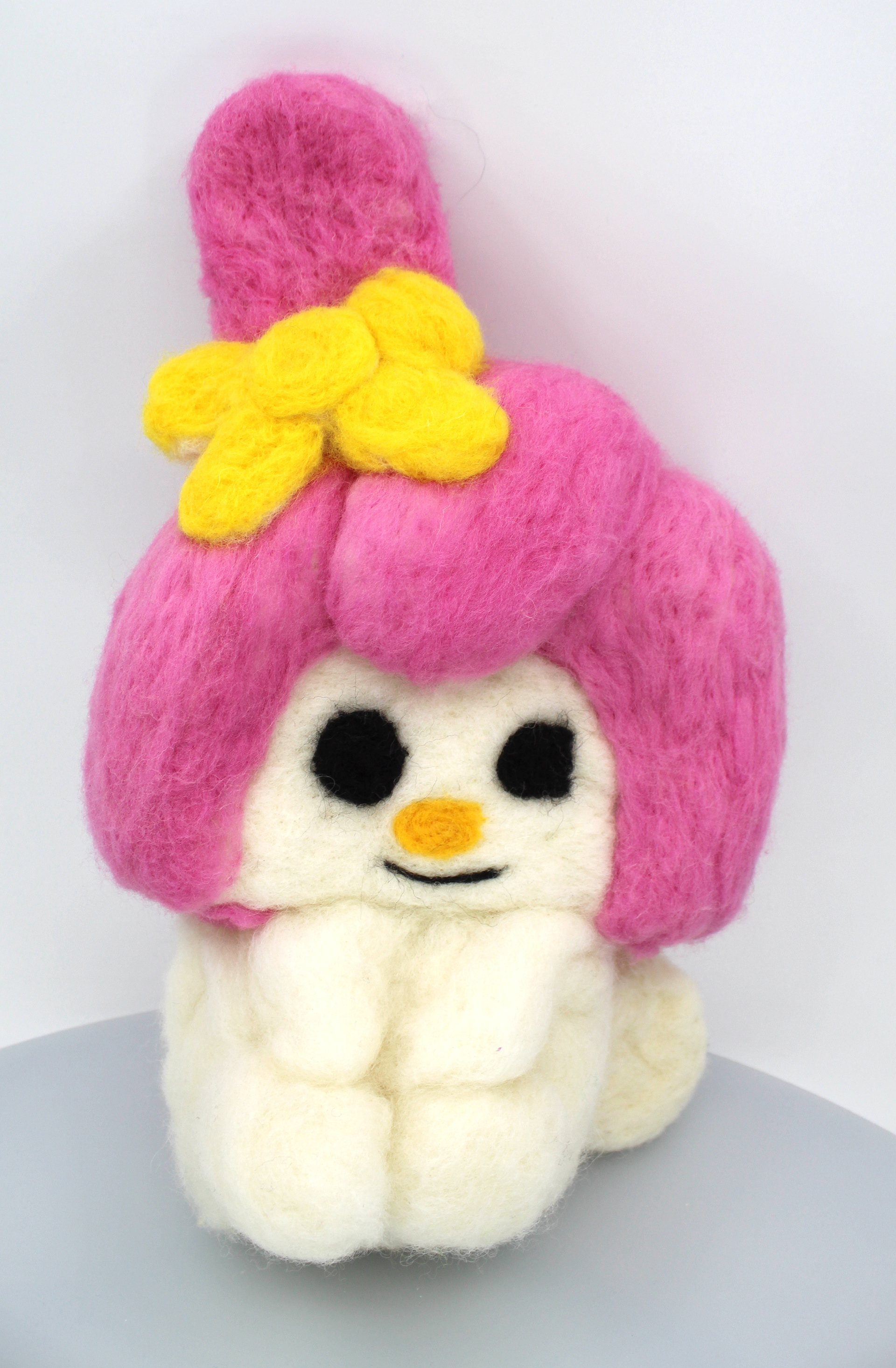 Camila Nava"""My Melody"" My piece is made from needle felting wool, which requires a sharp needle and repetitive needle felting technique. I picked to make ""My Melody"" because she’s a beautiful character and unique to make. After seeing others ideas, I decided to not make something that simple and just push my self to do something different from everyone else. It took a lot of time, but I enjoyed the process of making it. I’ve never done something like this before, so it was definitely a fun experience."