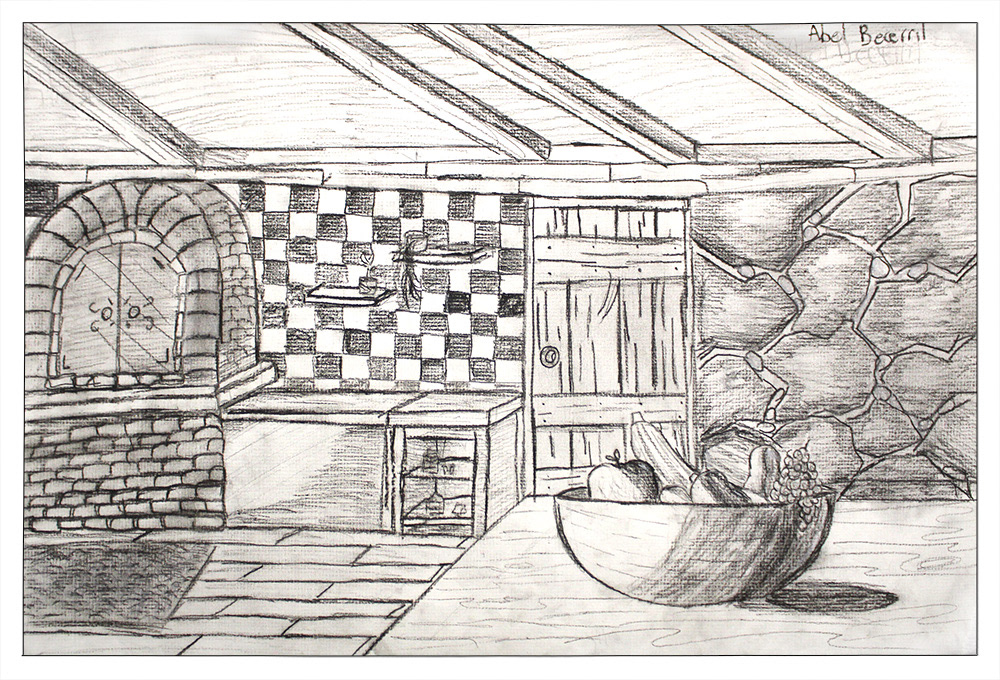 Abel Becerril - "Peaceful Kitchen" This represents a fresh bowl of fruit in the kitchen located in medieval Europe.