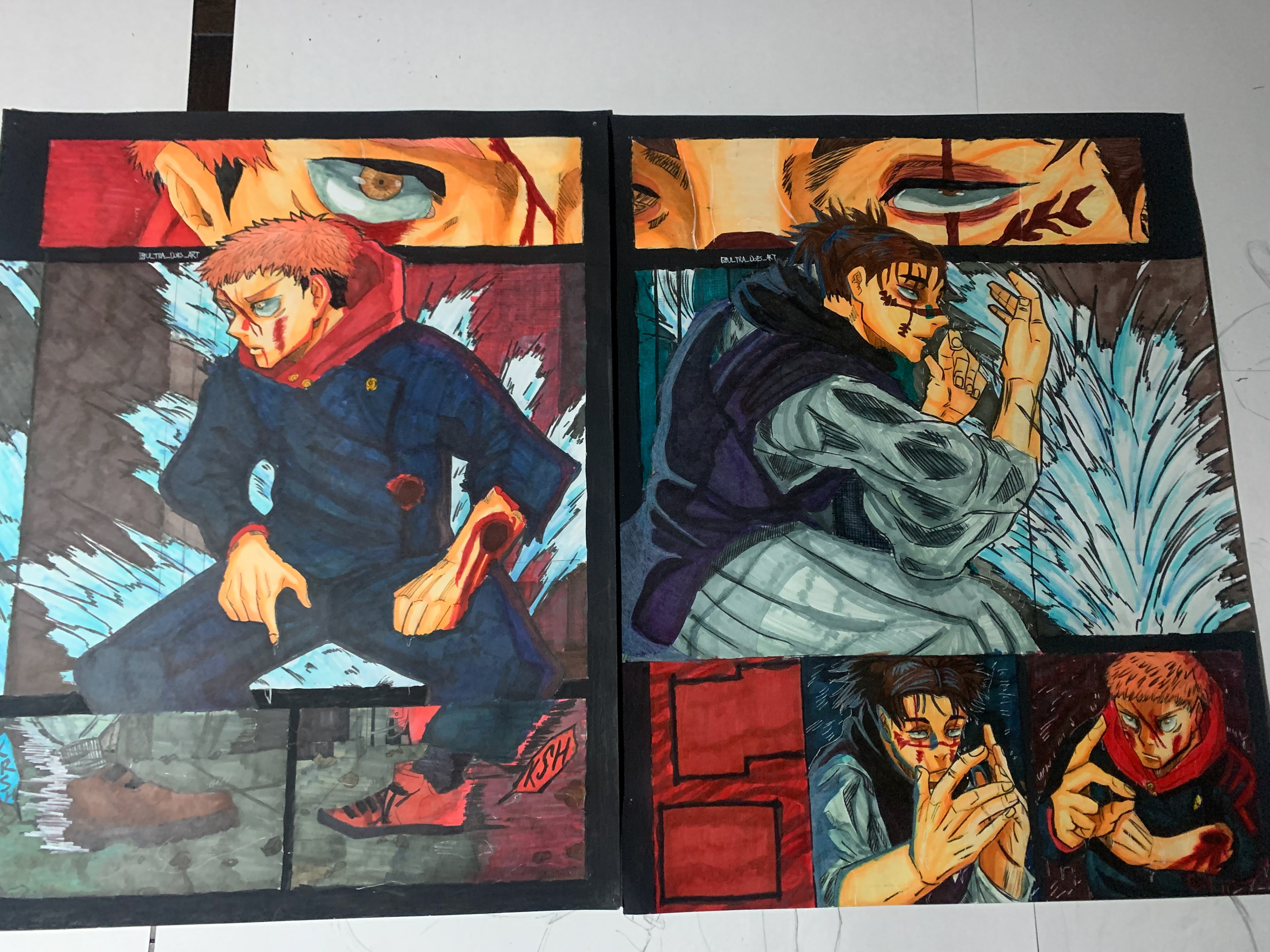 Patrick Okechukwu - Submission two focuses on a fight between characters from the anime/manga series known as Jujutsu kaisen. I rearranged panels in order to add my twist to the original drawing.