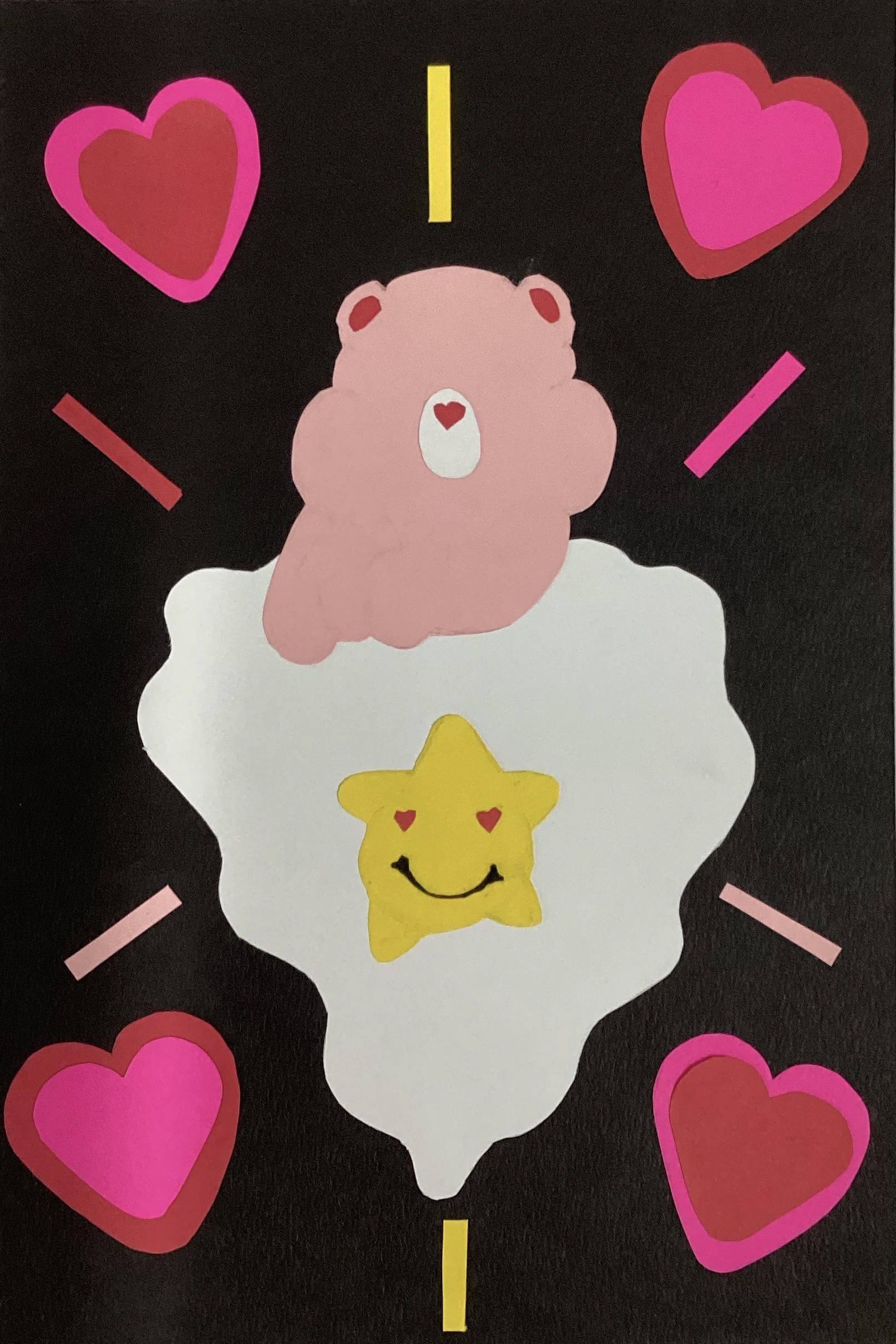 Jade Perez: Character collage of a Care Bear.