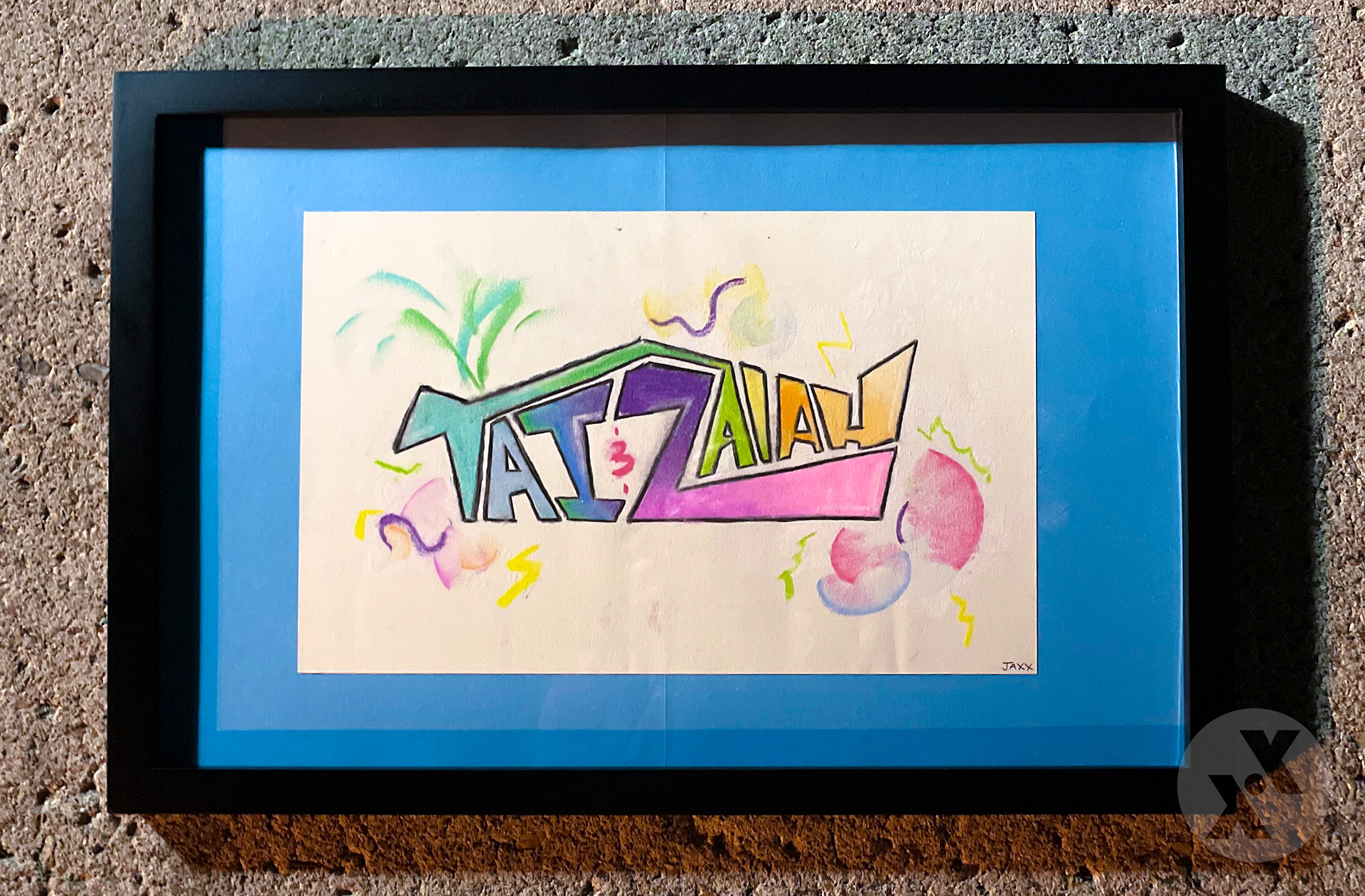 "Tai & Zaiah" (oil pastel on paper)