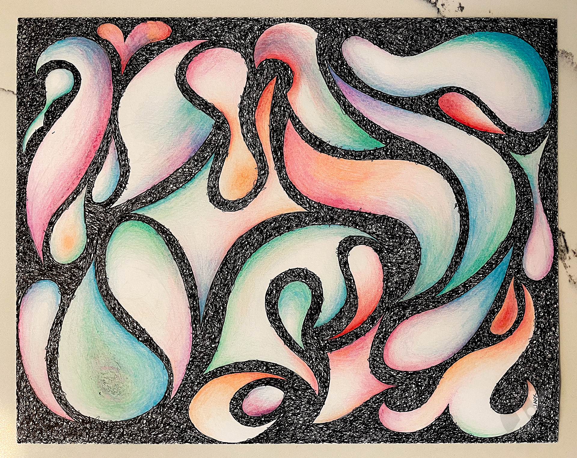 Espiritú, 2022. (colored pencil + ink pen)