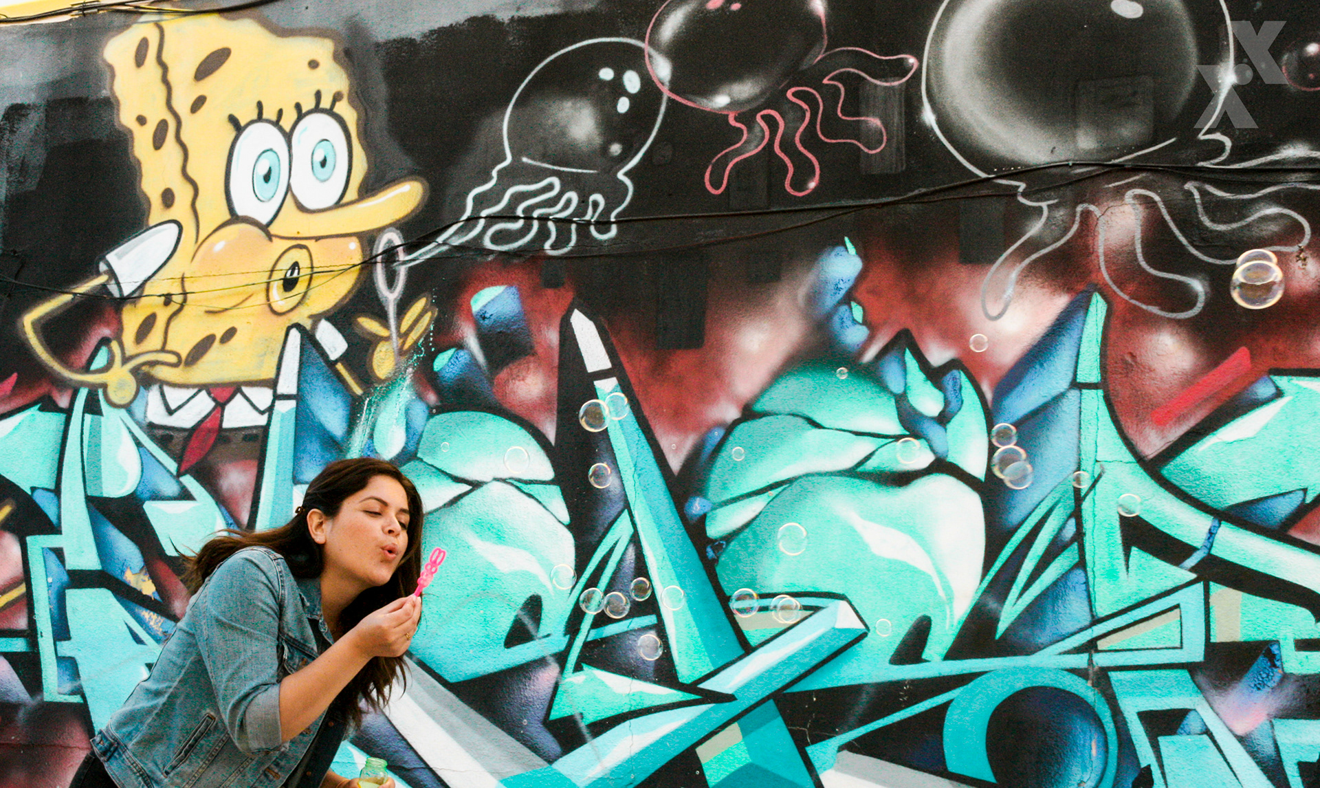 Rosie (2/4), Mural titled "Gorillaz, Spongebob" by Alex & Emjay