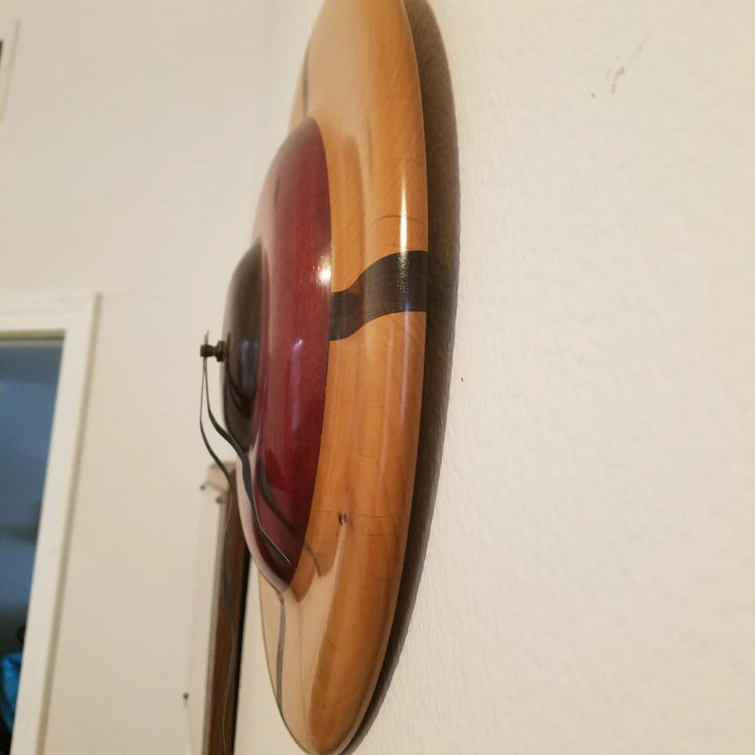 Round Wall Clock (roasted oak, alder, purpleheart)