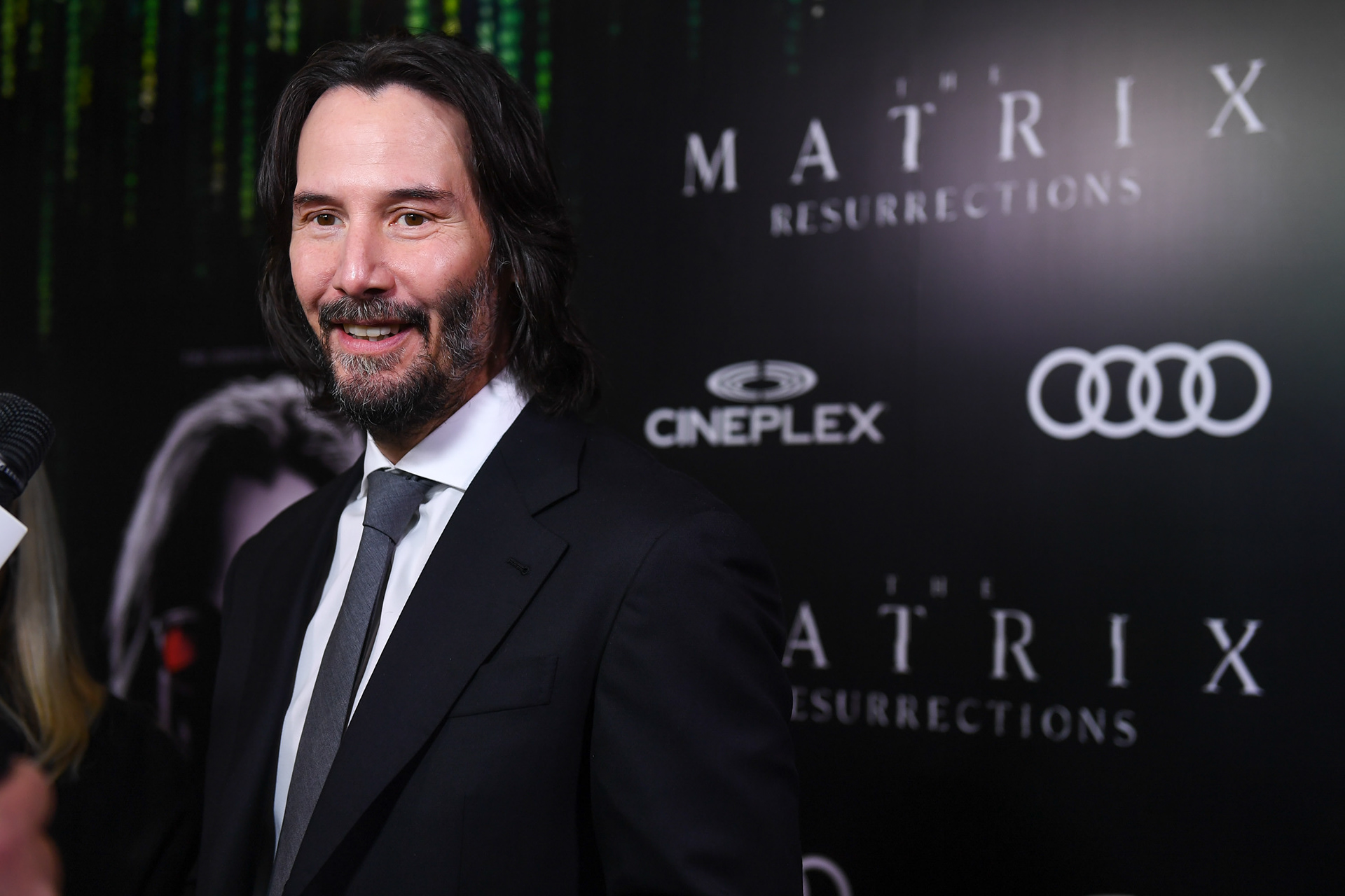 Keanu Reeves attends the Canadian Premiere of The Matrix Resurrections in Toronto.