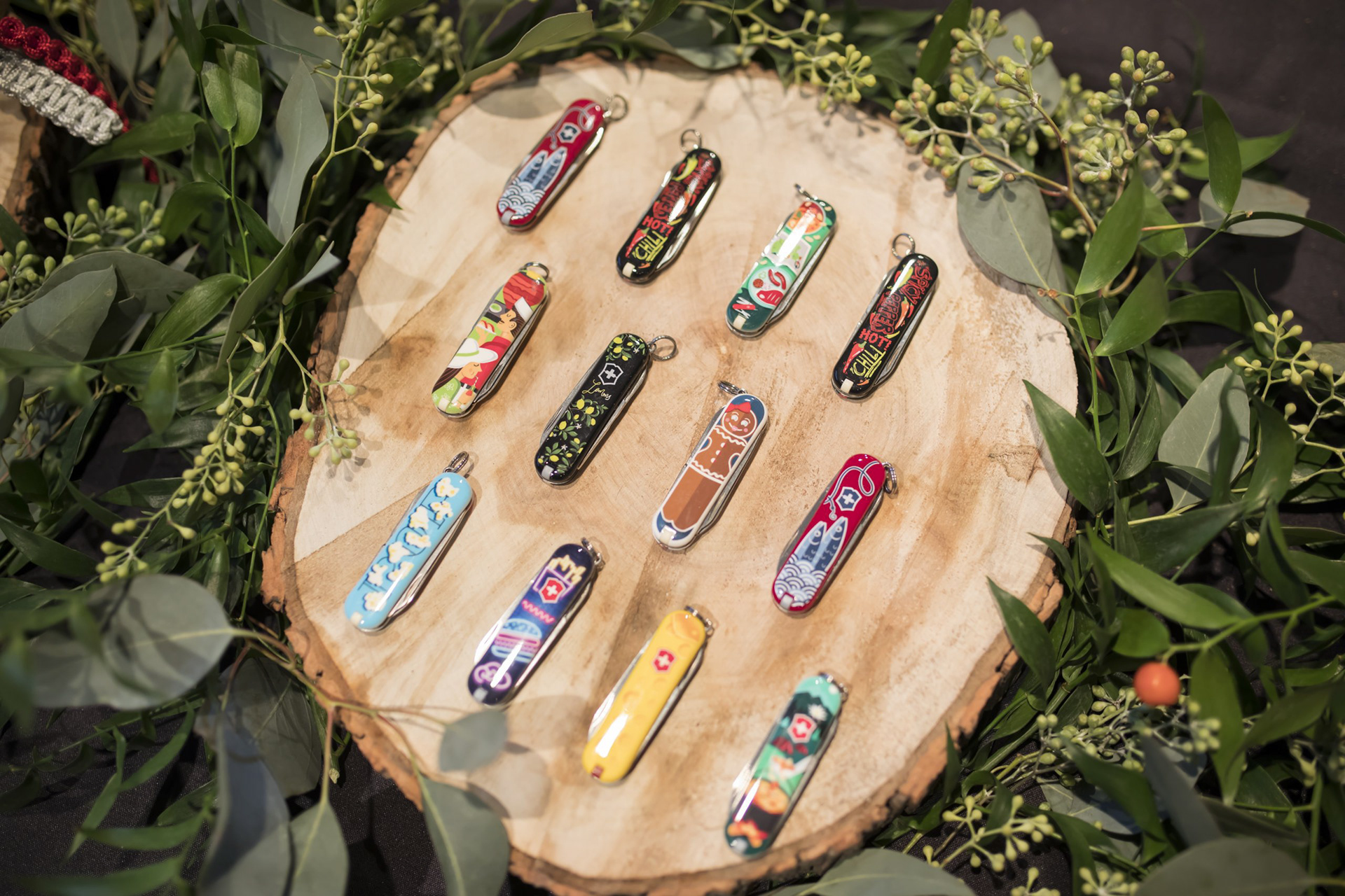 Victorinox Swiss Army Knives are displayed at the influencer holiday event in Toronto.