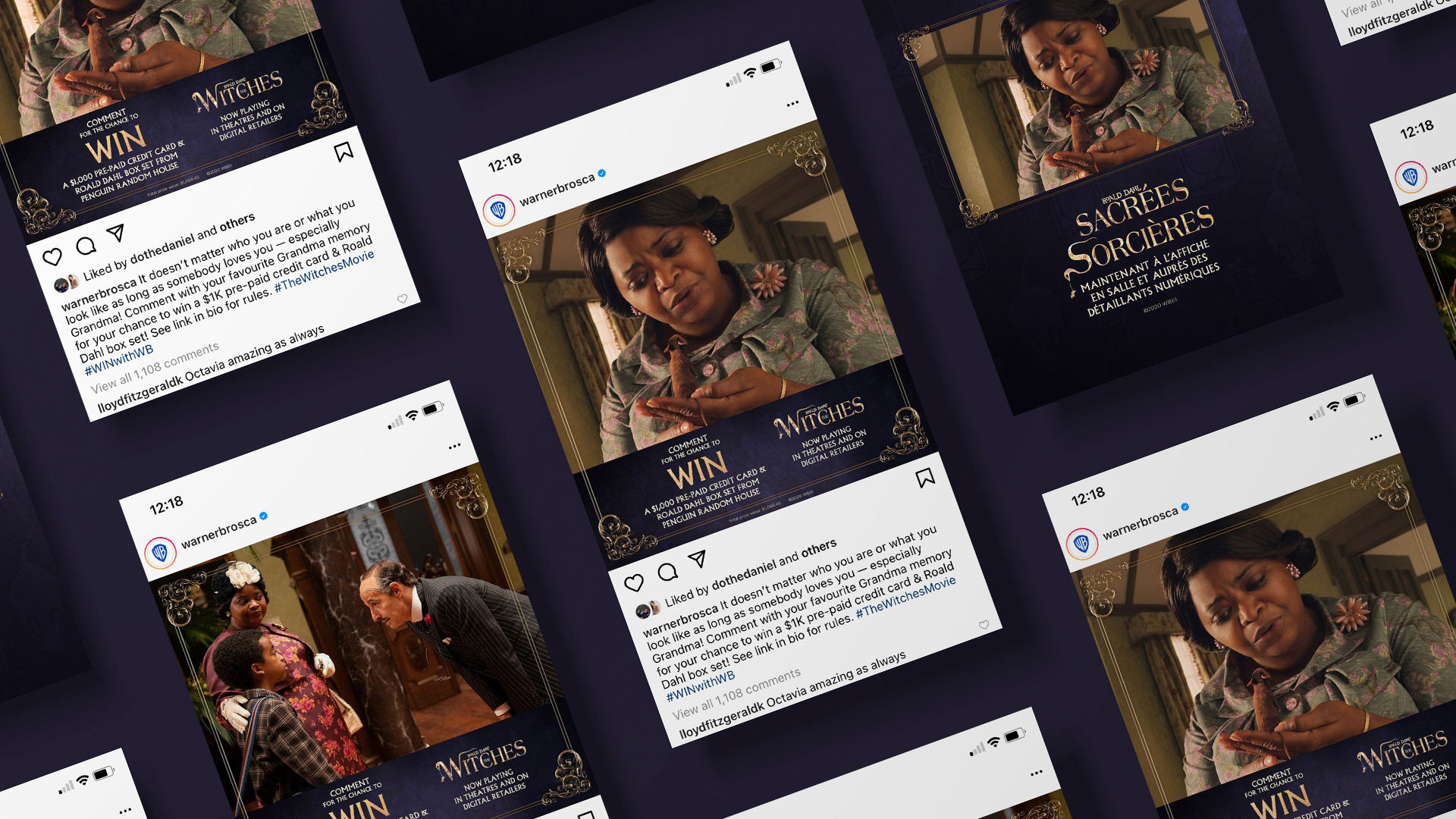 Social media posts promote the release of Roald Dahl’s The Witches through a social media contest.