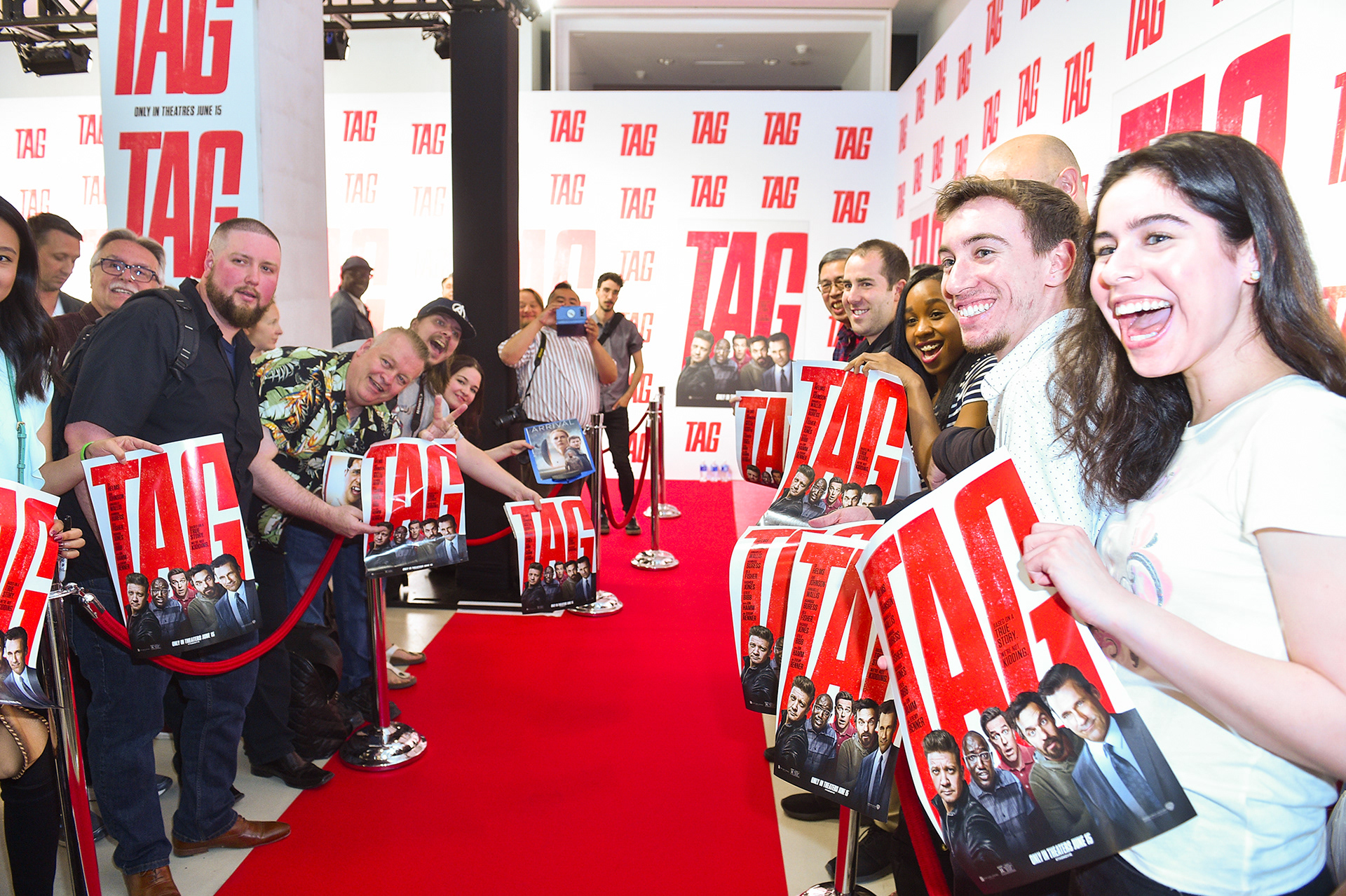 Fans await actors Ed Helms, Jeremy Renner and Jon Hamm at #TAGinTO, an exclusive Canadian screening of the upcoming comedy “TAG” in theatres June 15, held at TIFF Bell Lightbox on June 11, 2018 in Toronto, Canada. (Photo by GP Images/Getty Images for Warner Bros. Canada)