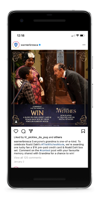 In-feed post to promote the release of Roald Dahl’s The Witches.