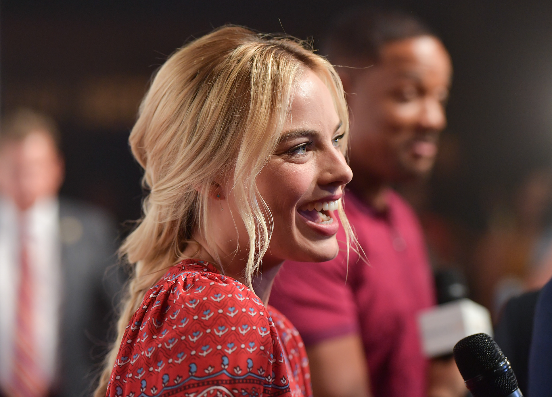 Actress Margot Robbie attends the grand opening of the “Suicide Squad” Toronto Belle Reve Penitentiary Fan Experience co-sponsored by Audi at the Fermenting Cellar in the Distillery District on July 26, 2016 in Toronto, Canada. (Photo by George Pimentel/WireImage)