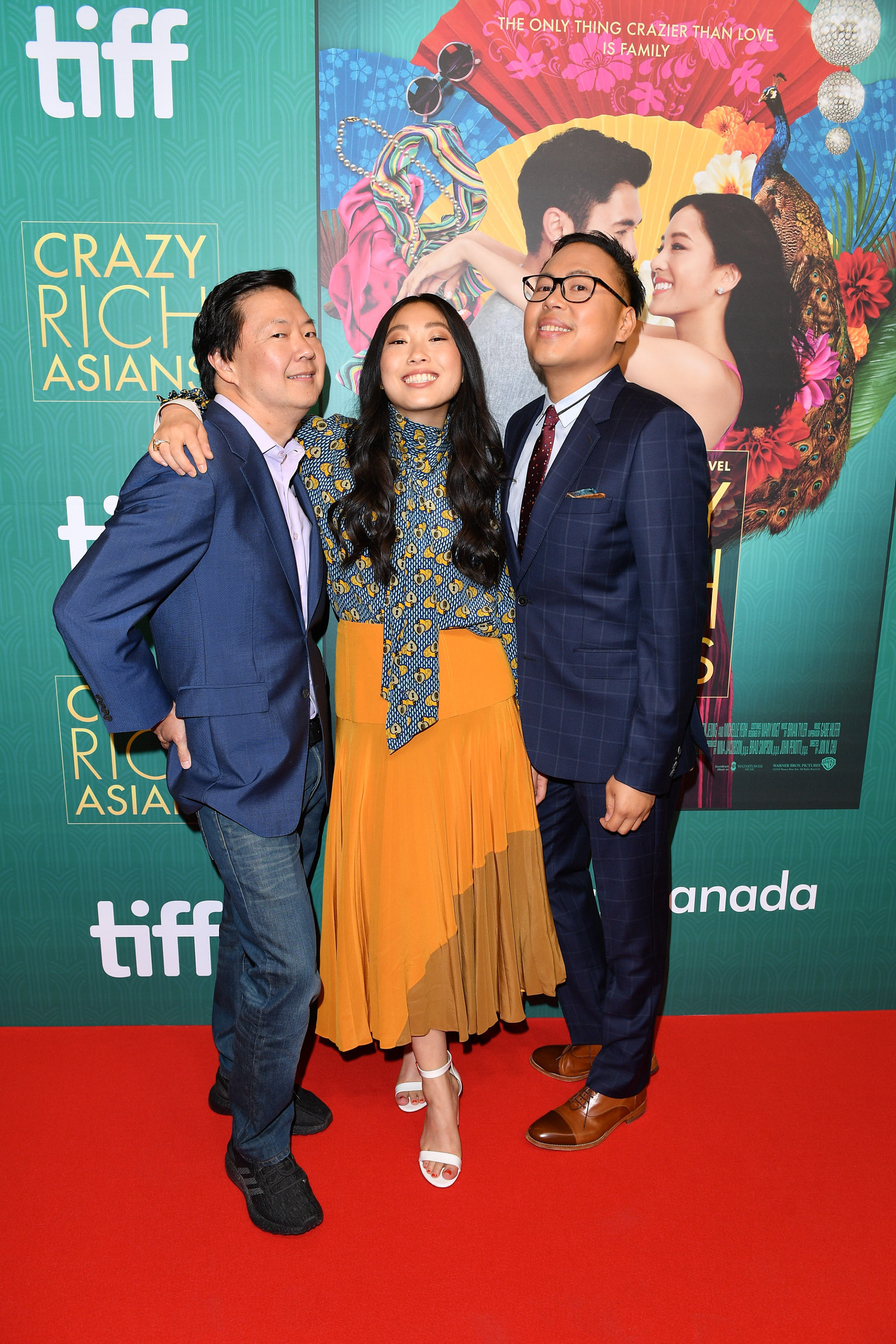 Nico Santos, Ken Jeong and Awkwafina touch down in Toronto to celebrate the release of “Crazy Rich Asians” on July 30, 2018 in Toronto, Canada. (Photo by Sonia Recchia/Getty Images for Warner Bros. Canada)
