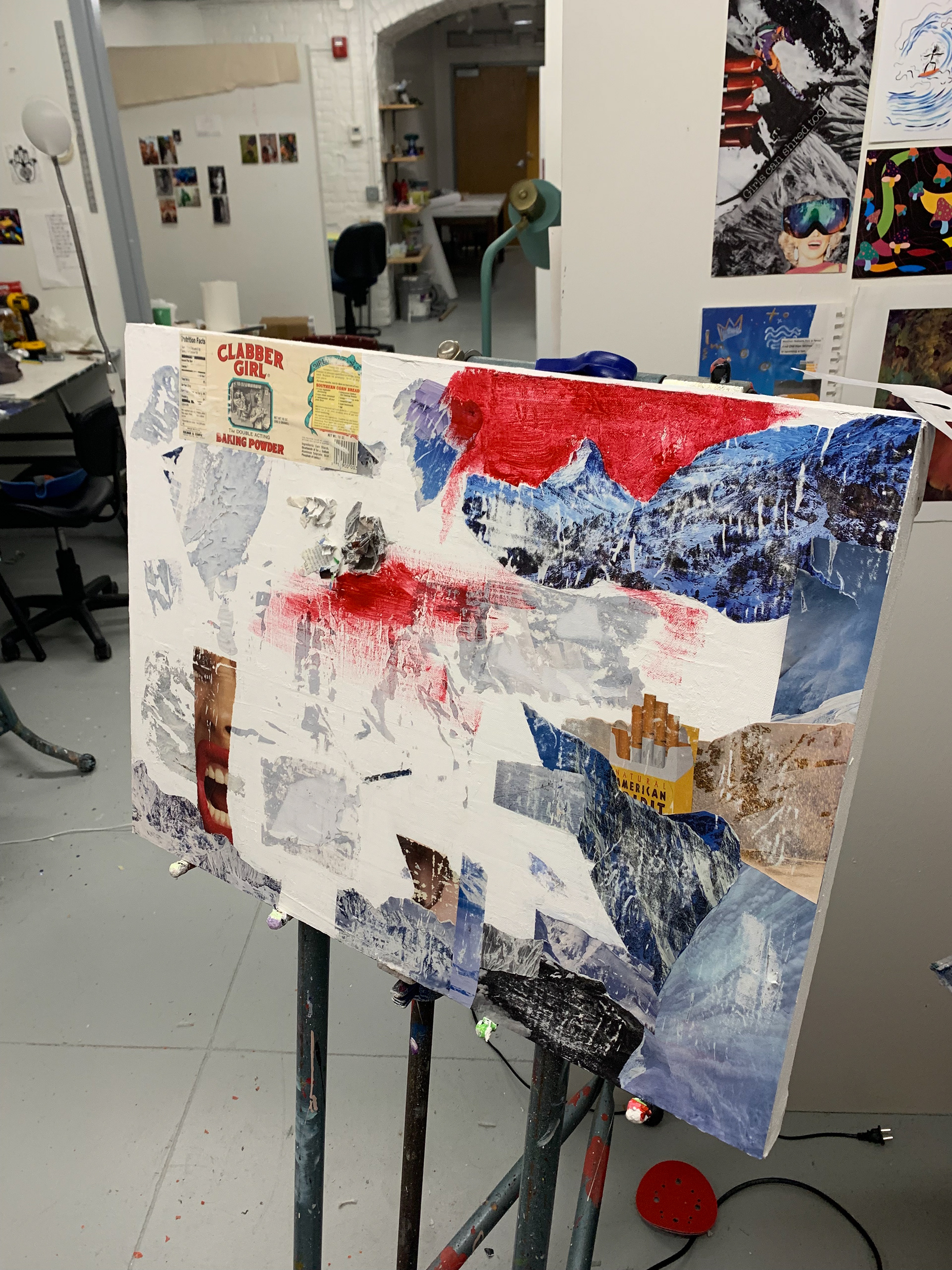 process photo #2 collage with gouche and acrylic paint
