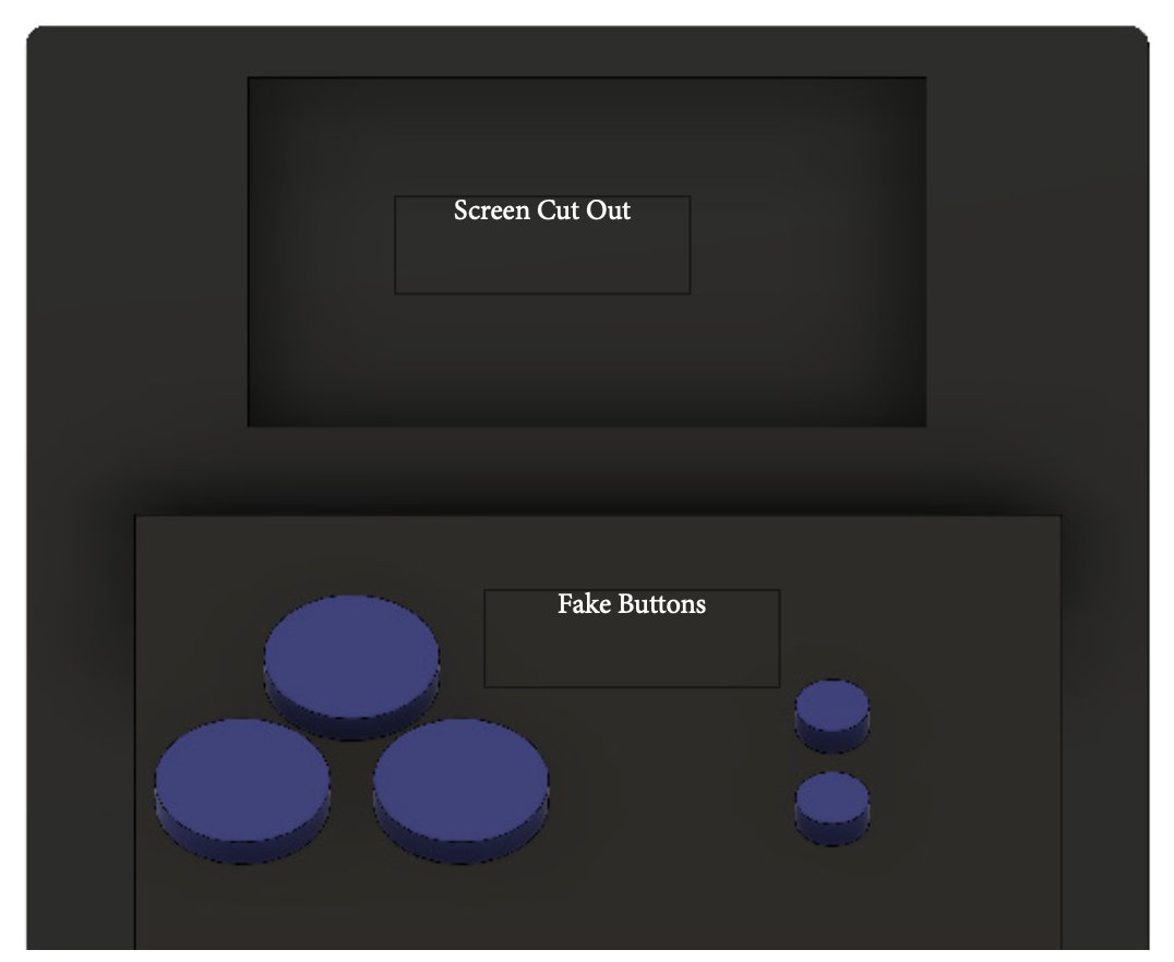 Perspective View of screen cut out and buttons