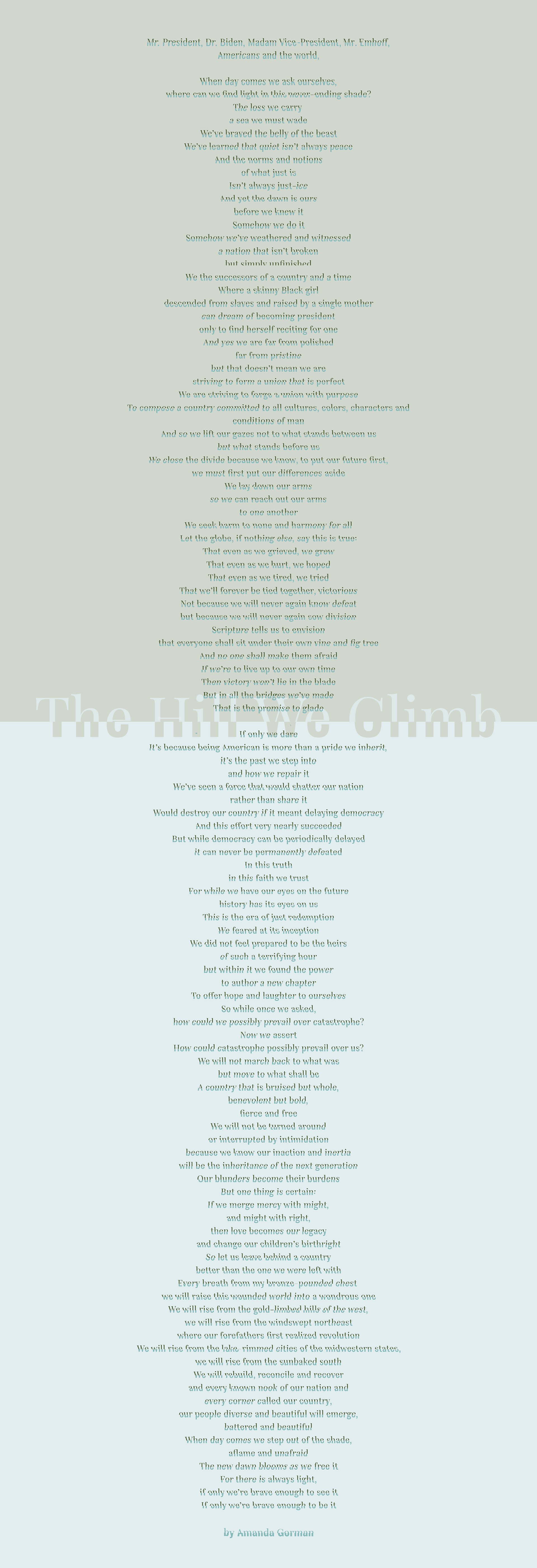 Typographical Poster (Poem by Amanda Gorman)
