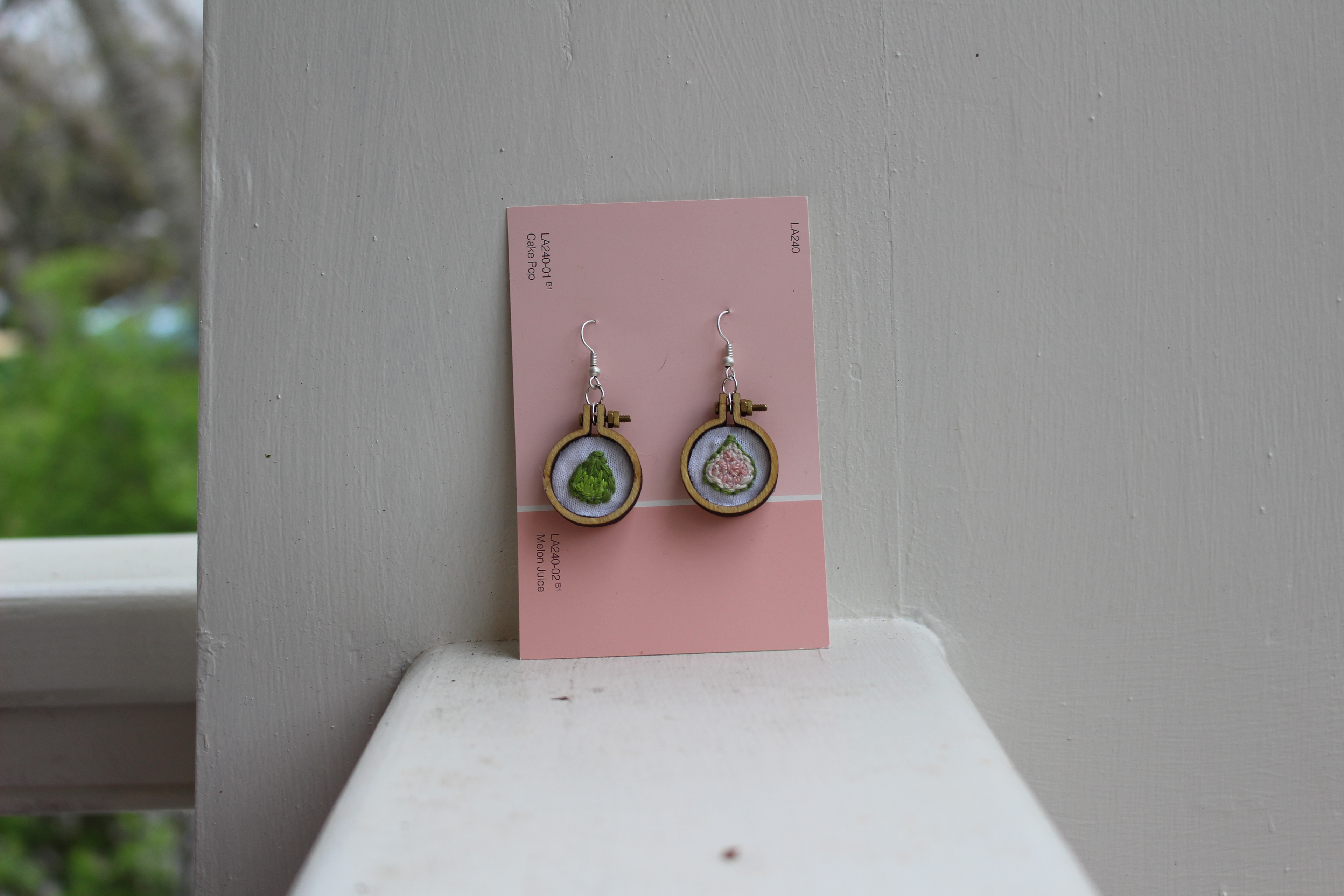Hand-Embroidered Earrings - Figs