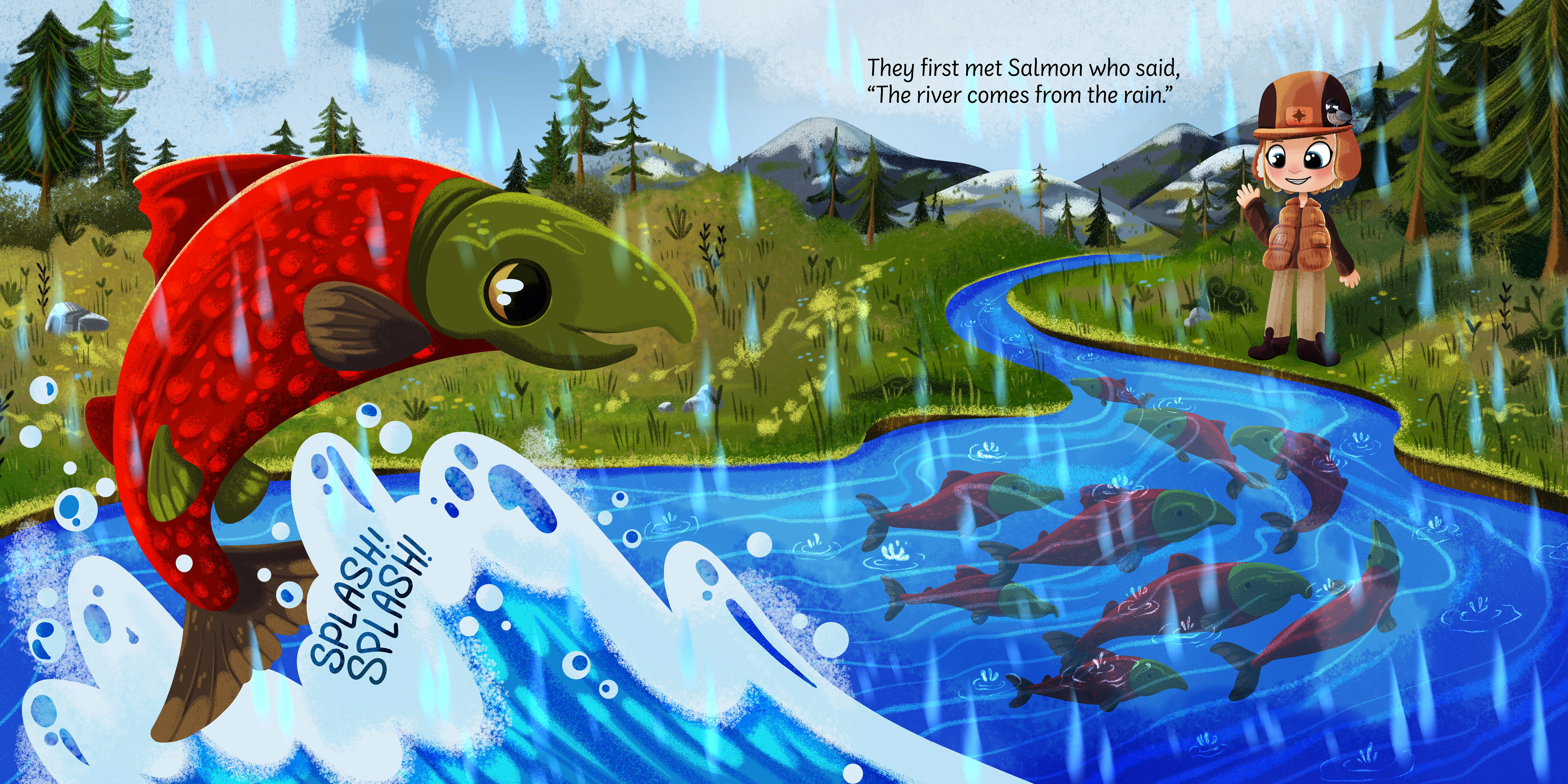 Sela Explores the River, Interior Illustration