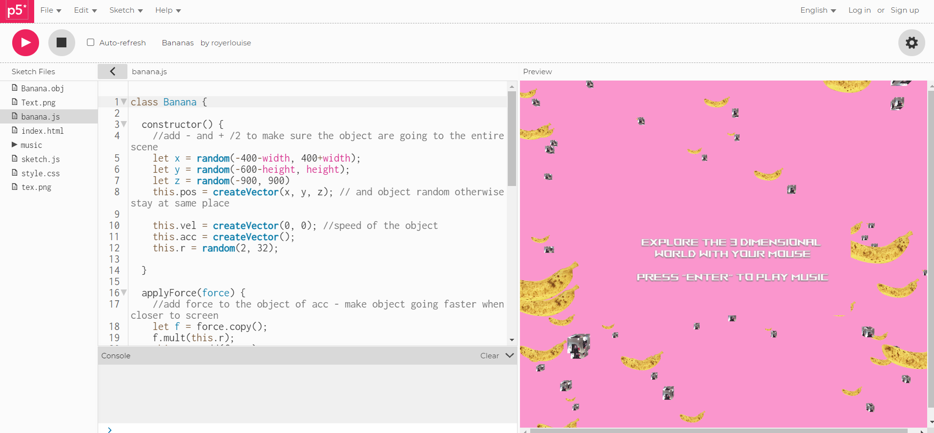 Louise Royer - 🏆 Javascript - 3D Interactive Banana World