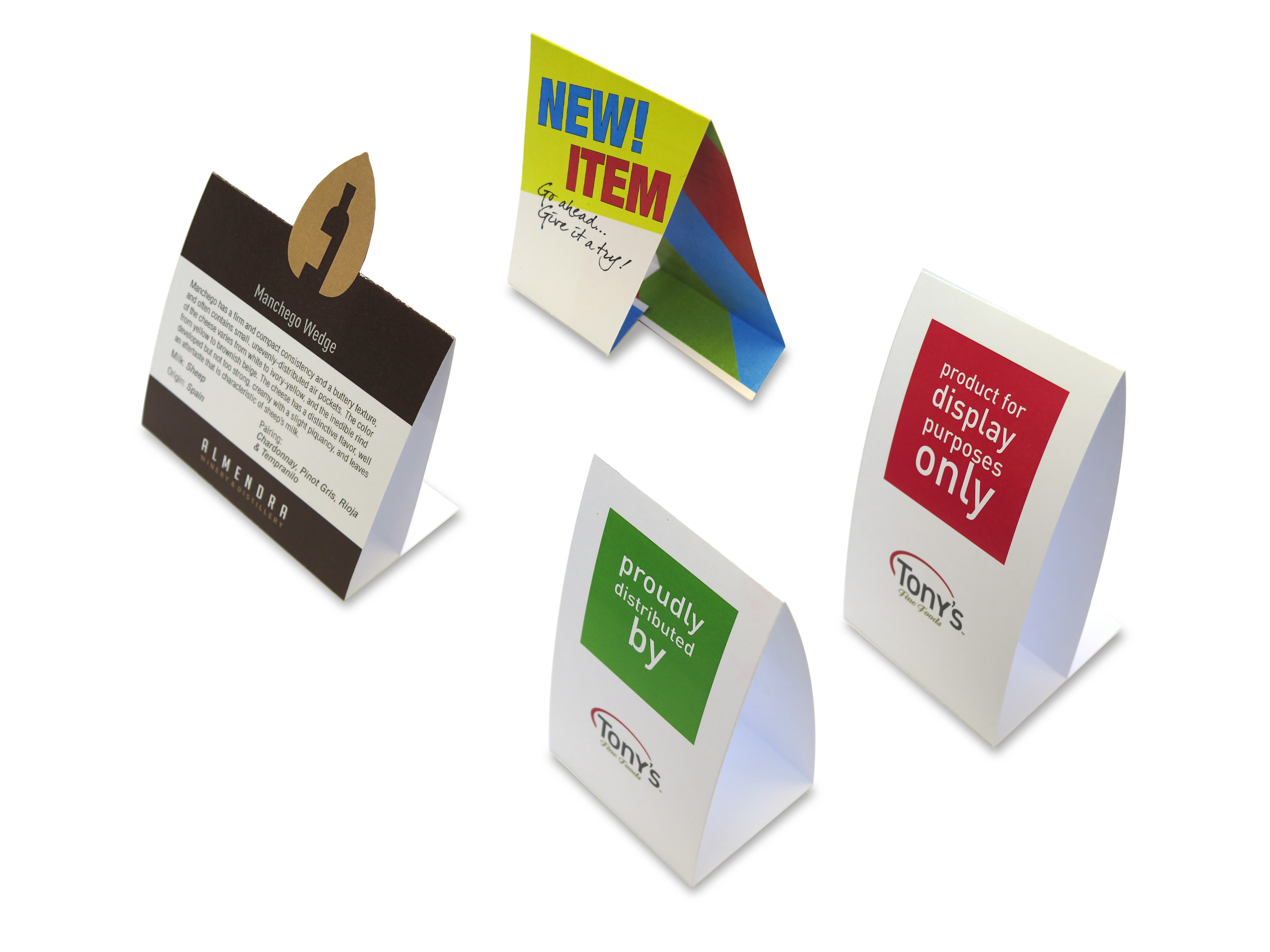 Shelf talkers and table tents