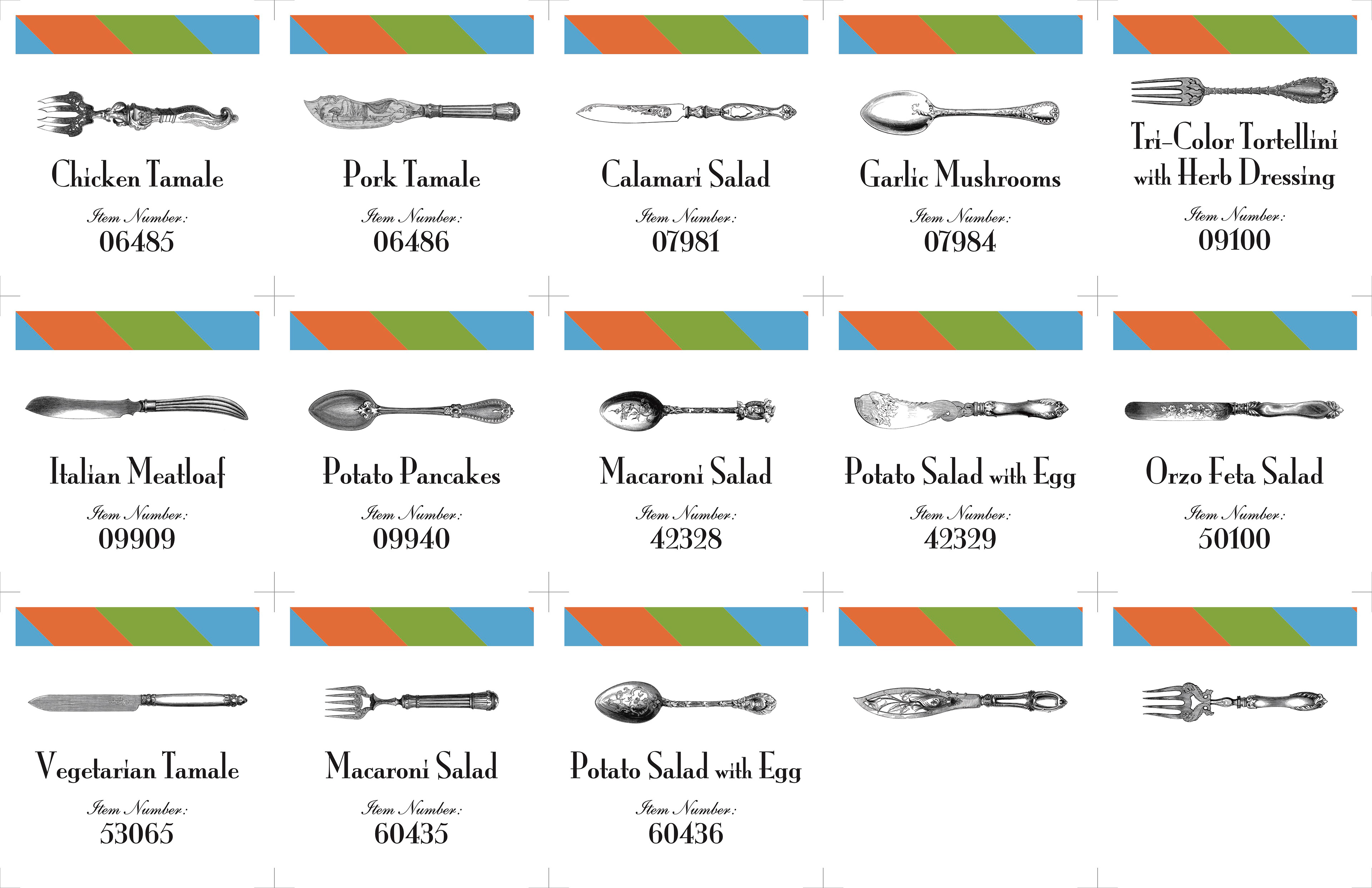 Deli case display cards