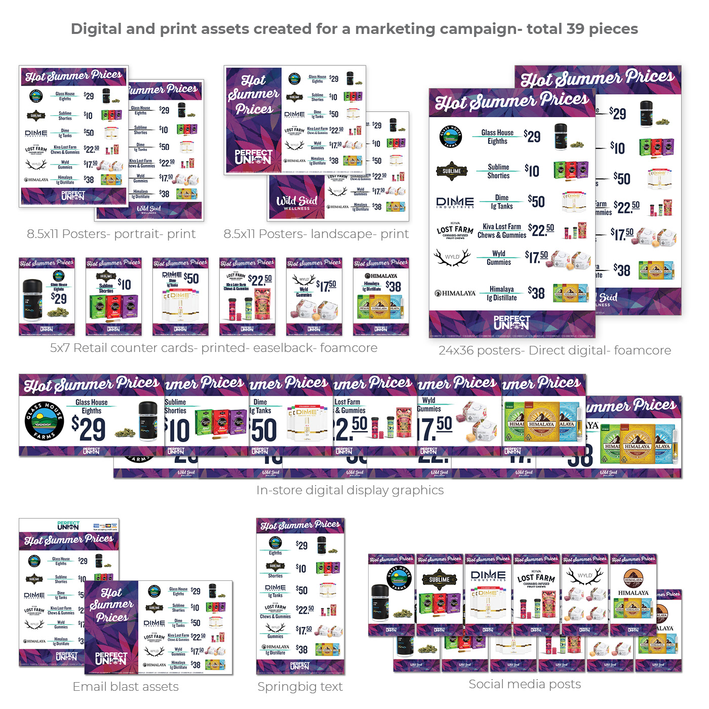Catalog of marketing assets created for weekly promos