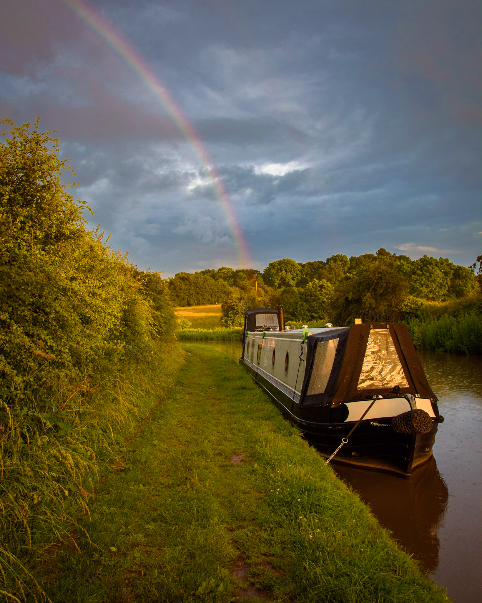 Narrowboat Heart of Oak moored on the Coventry Canal, UK