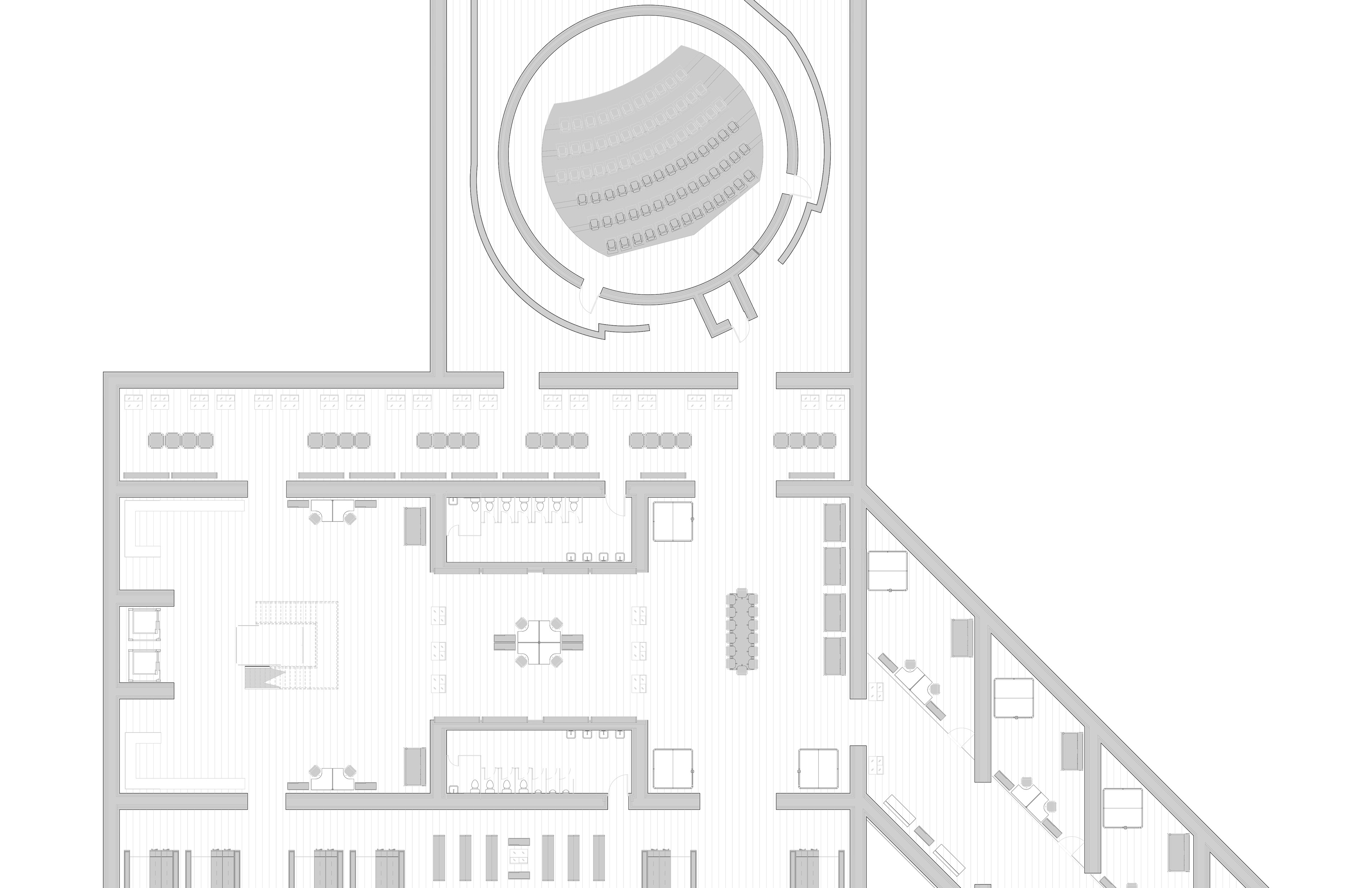 PLAN .000 Underground -20' Detailed Plan Auditorium & Vocational Training / Digital Labs