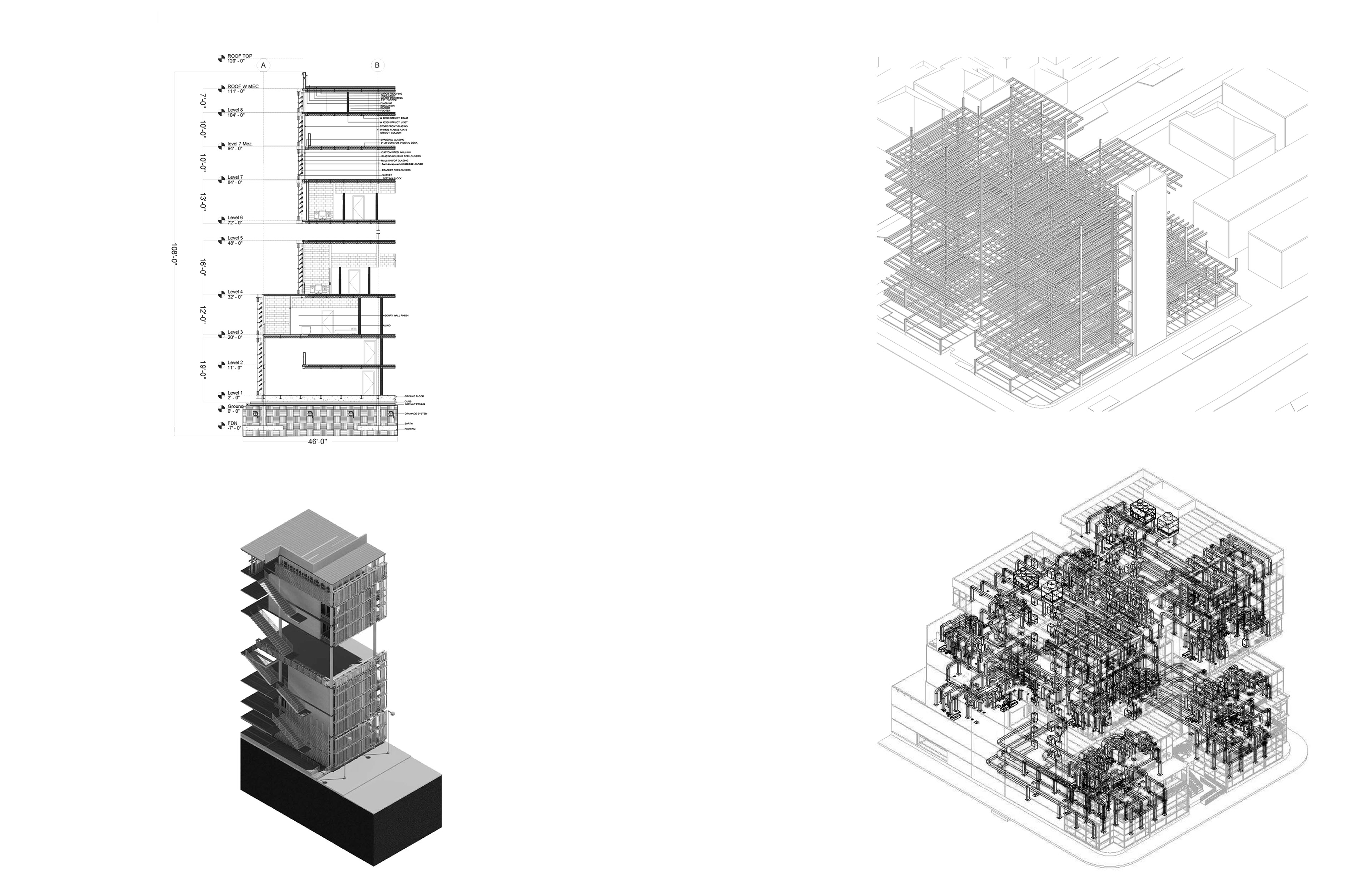 Technical Drawings | Detail Section & Axo; HVAC & Structural Axo