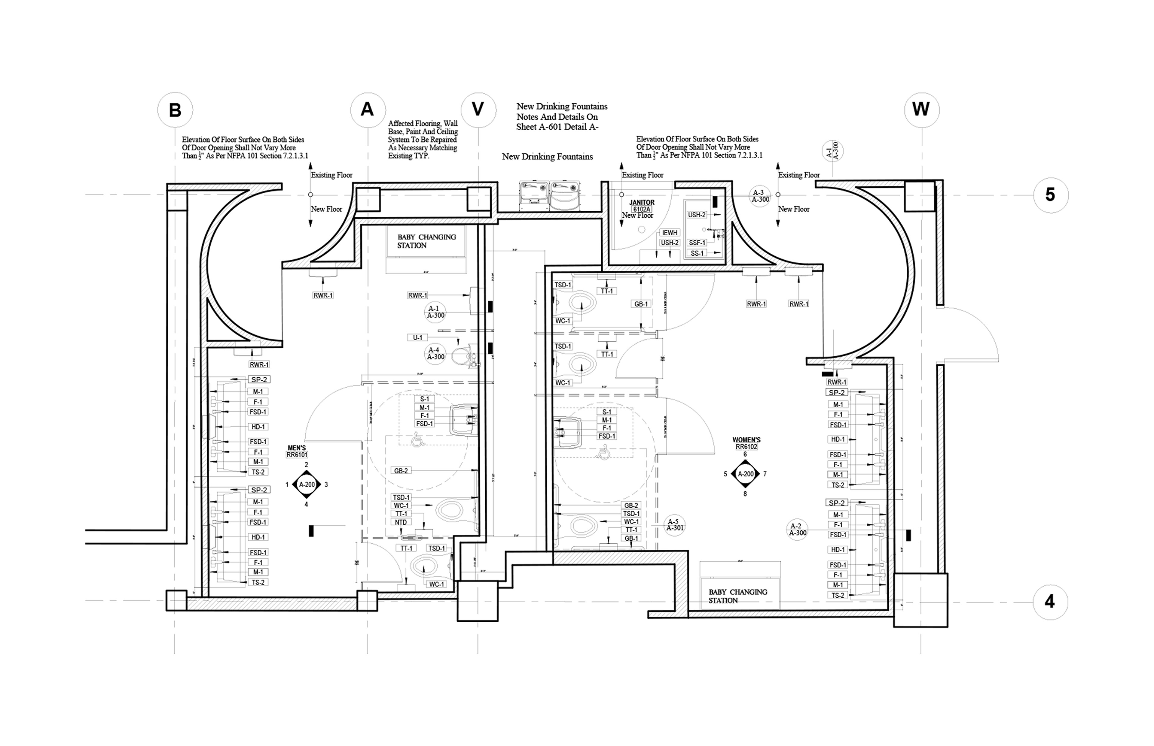Restroom Renovation PLAN .001 Typical Layout