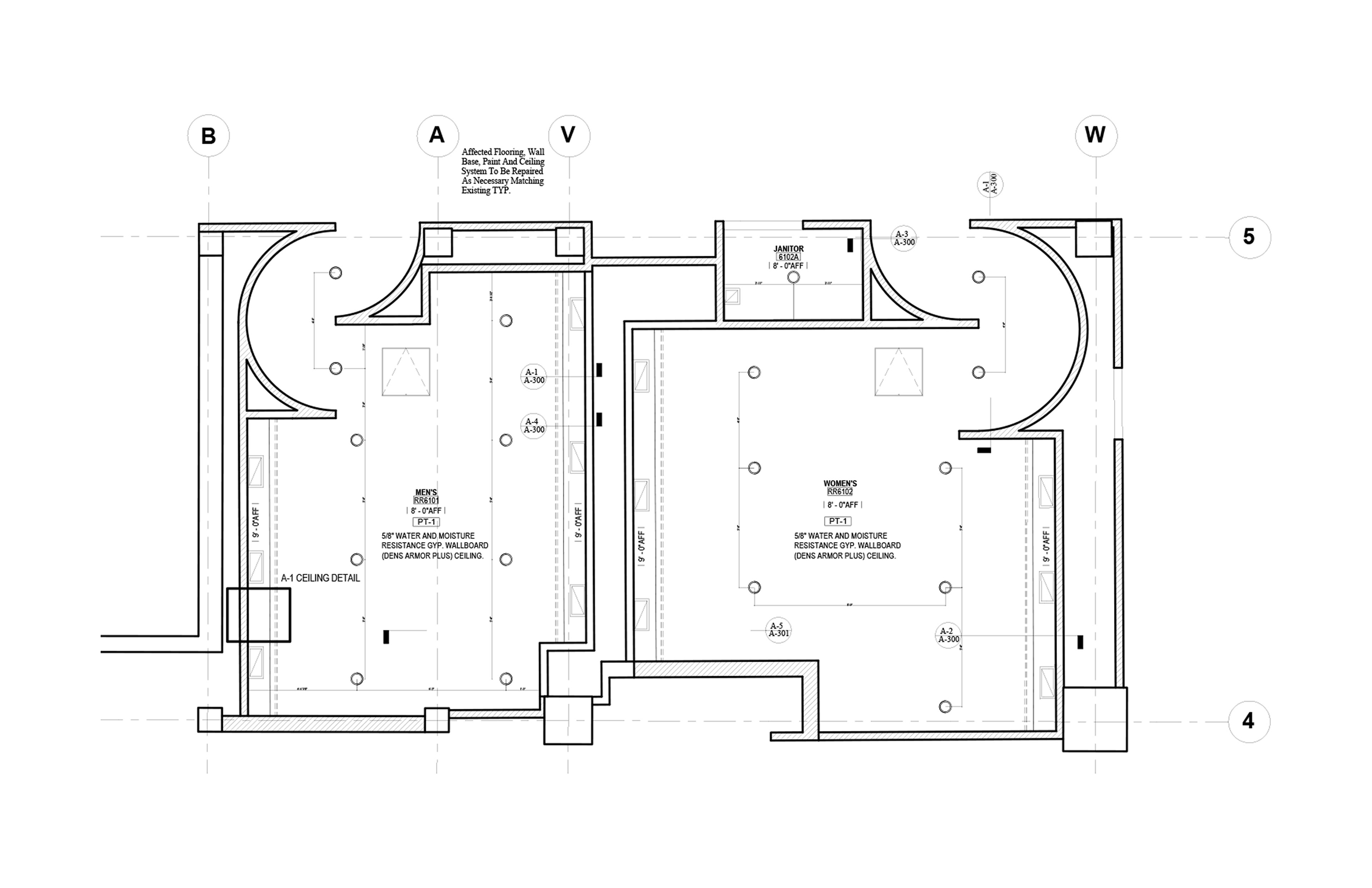 Restroom Renovation PLAN .002 RCP & Lighting Design