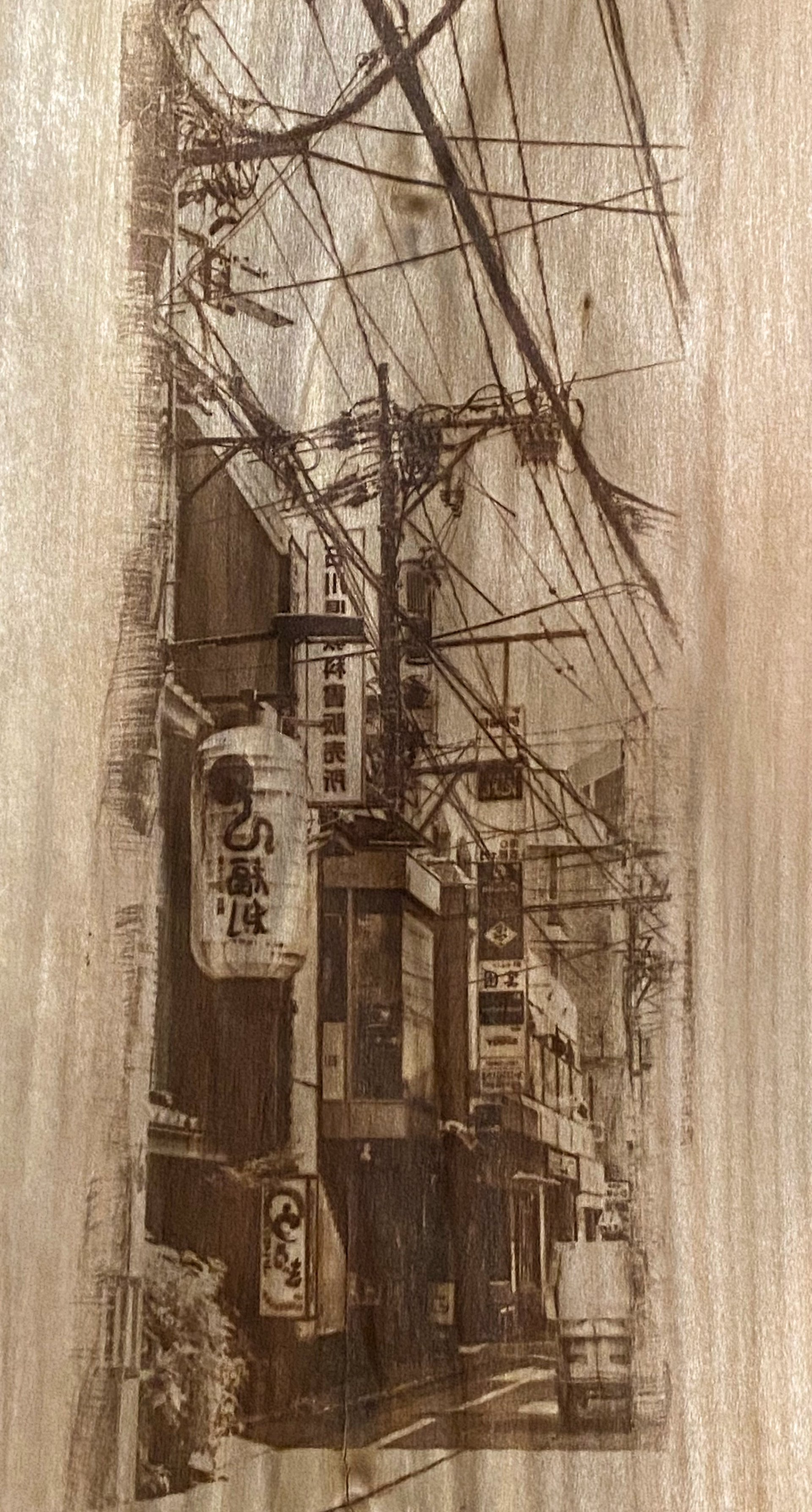 Détail Van Dyke sur feuille de bois