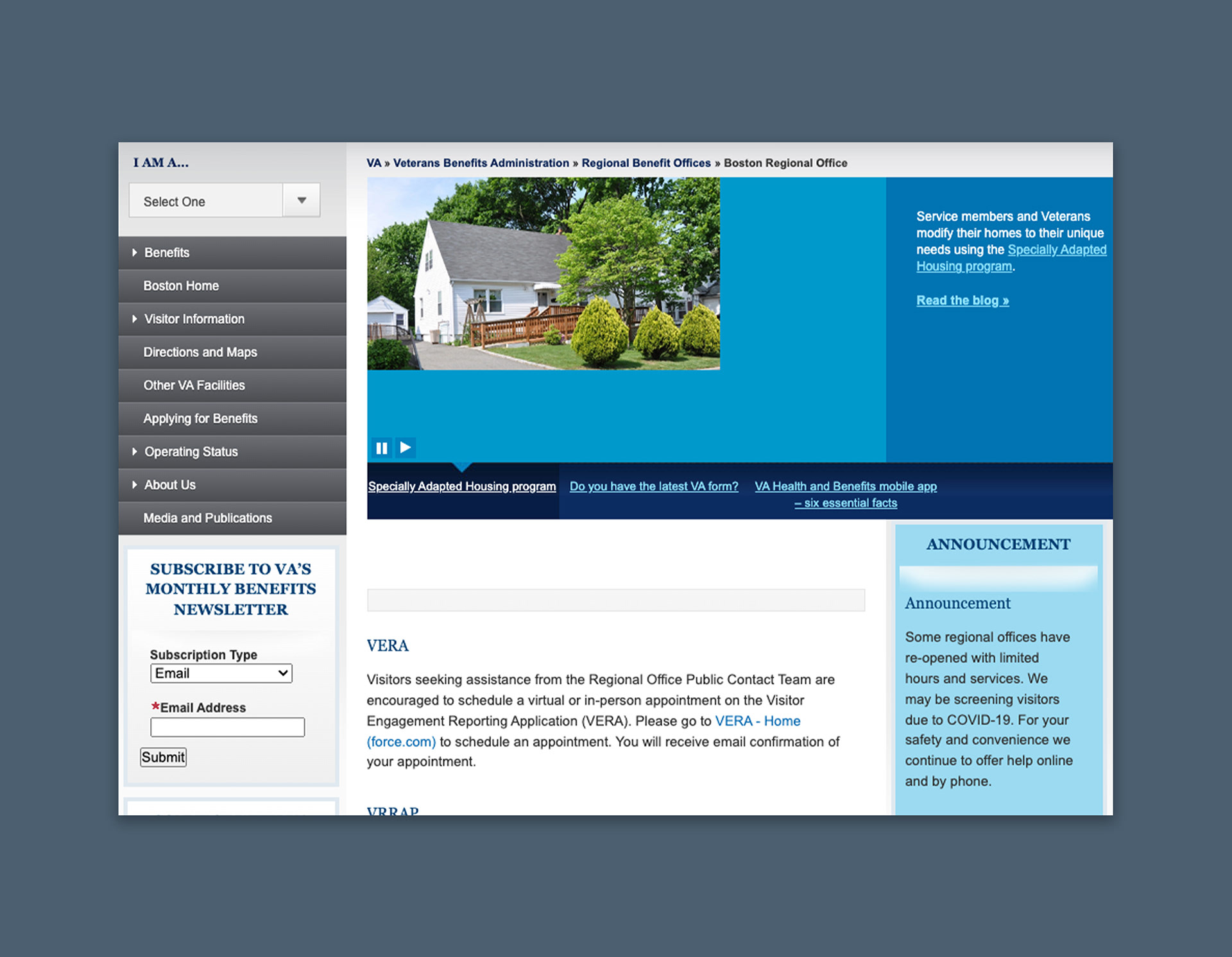 Boston VA Regional Benefit Office page.