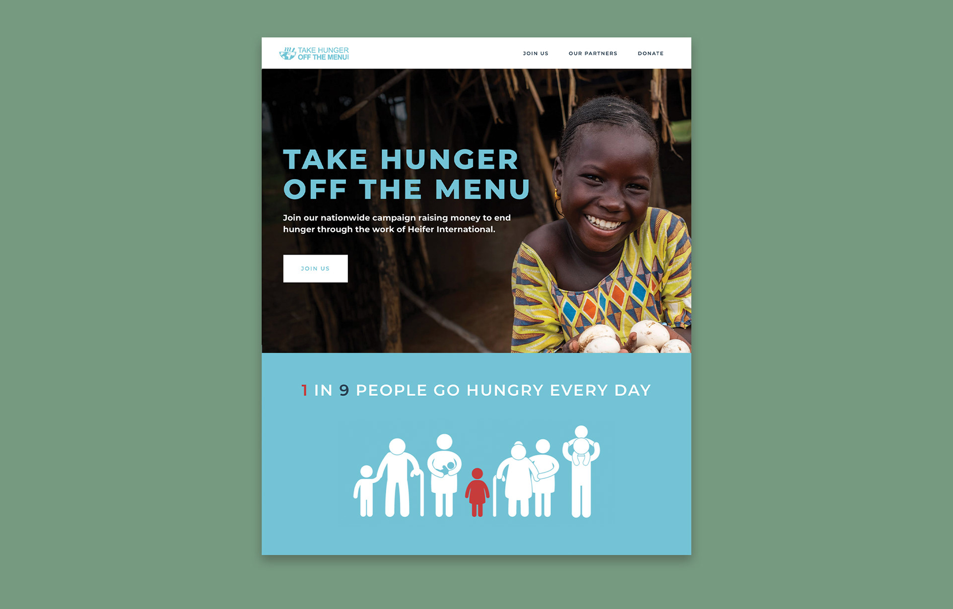 A section of the main Take Hunger Off The Menu page.
