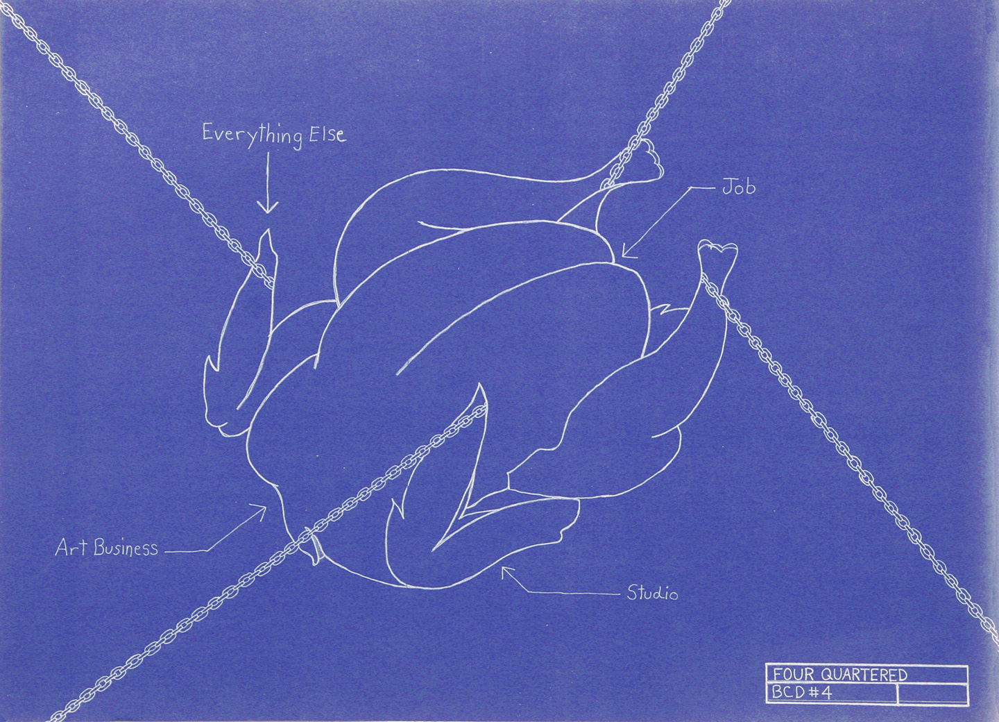 Four-Quartered, ink on paper transferred to blueprint