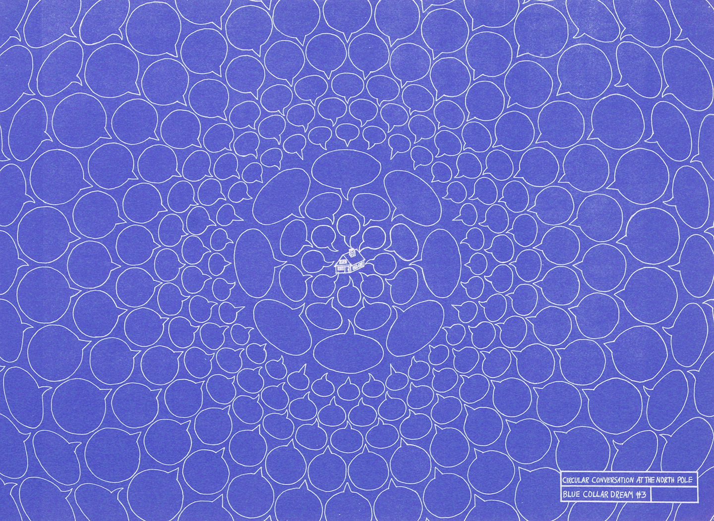 Circular Conversation at the North Pole, Ink on paper transferred to blueprint