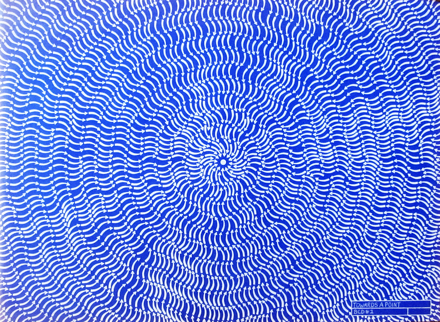 Towards a Point, ink on paper transferred to blueprint
