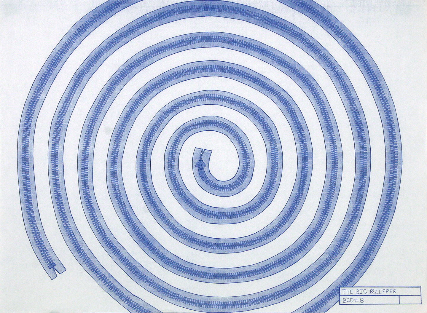 The Big Zipper, ink on paper transferred to blueprint
