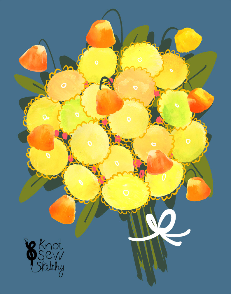 Yellow Button Bouquet. 8x10"